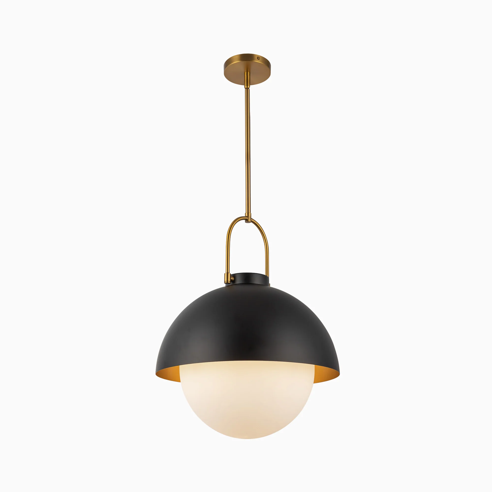 Kealy 16" 1 Light Pendant in Matte Black/Opal Matte Glass - Image 2