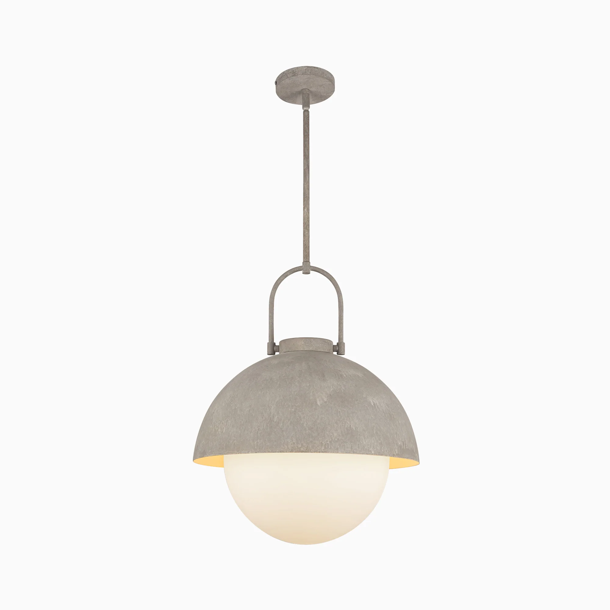 Kealy 16" 1 Light Pendant with Steel Shade/Opal Matte Glass