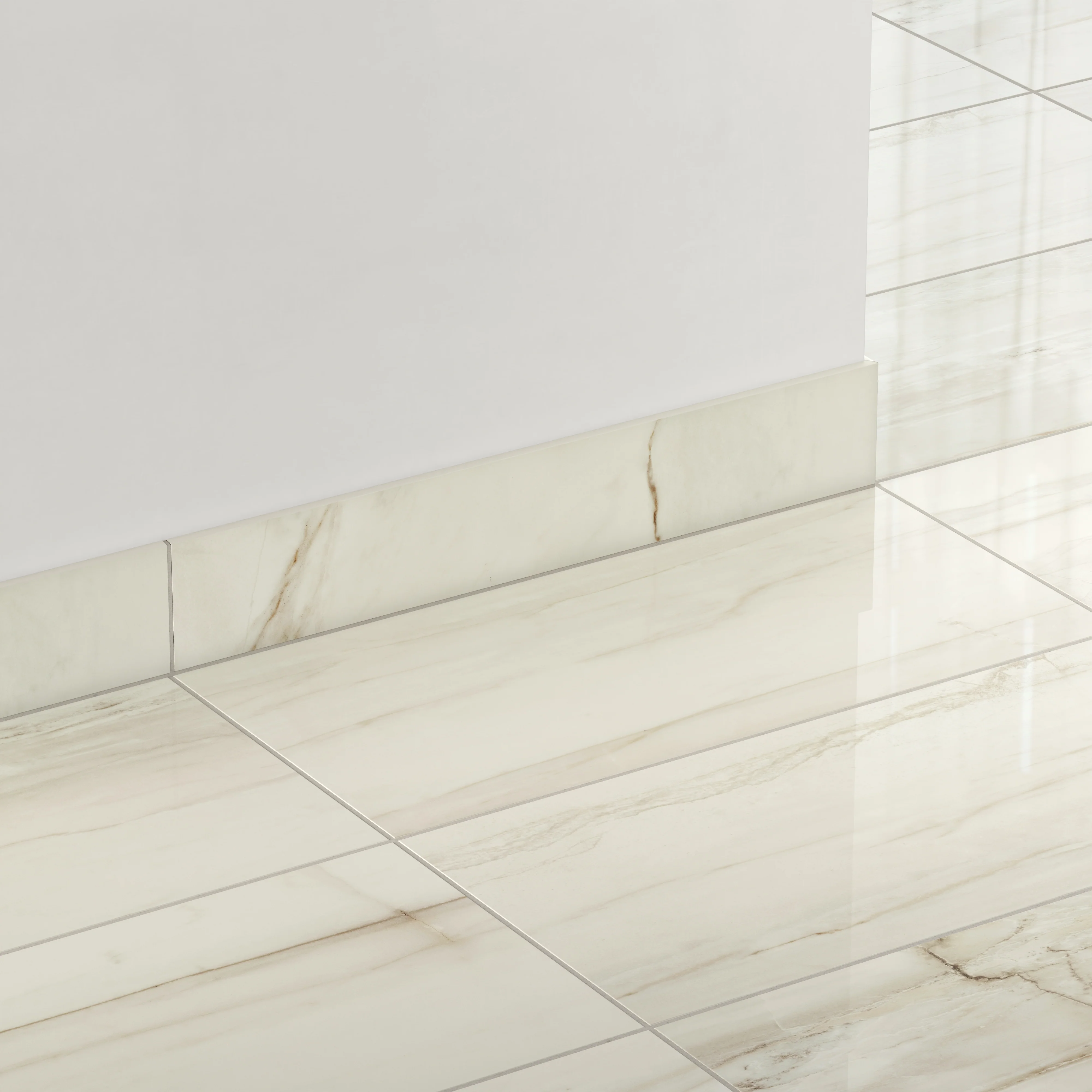 Kendrick 4x24 Polished Porcelain Bullnose Tile in Sand - Image 3
