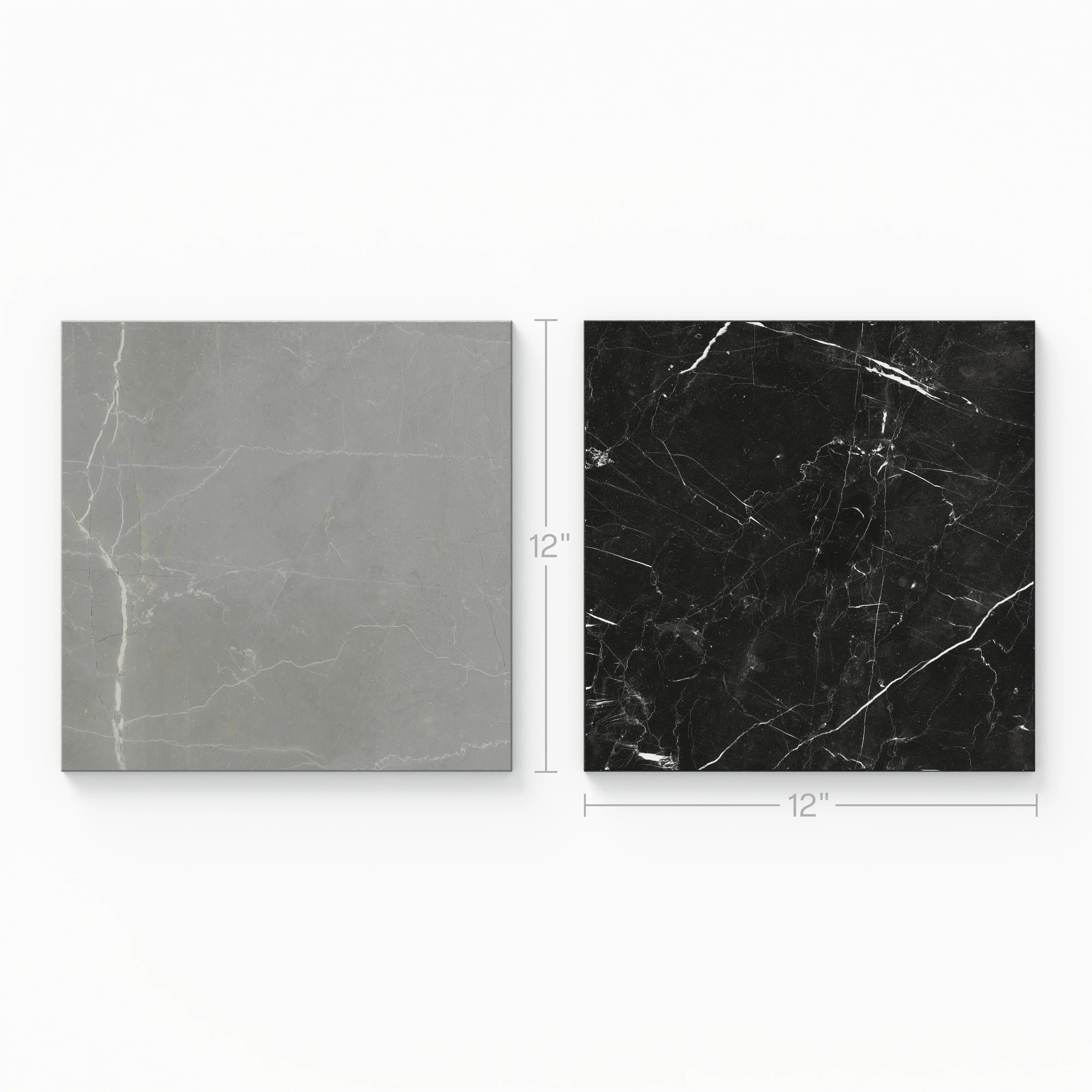 Leona 12x12 Checkerboard Matte Porcelain Tile in Amani Grey and Nero Marquina - Image 3