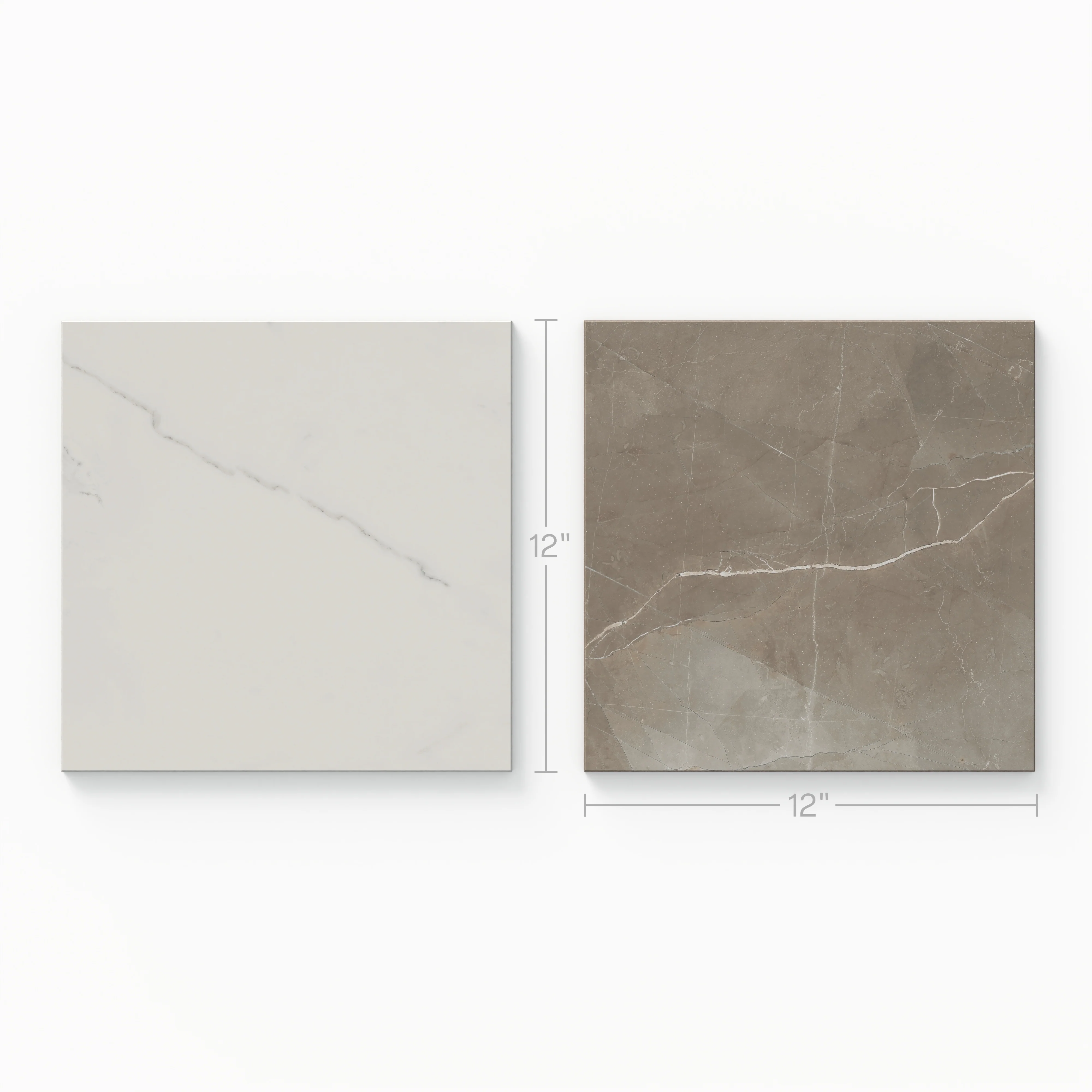 Leona 12x12 Checkerboard Matte Porcelain Tile in Calacatta and Amani Bronze - Image 3