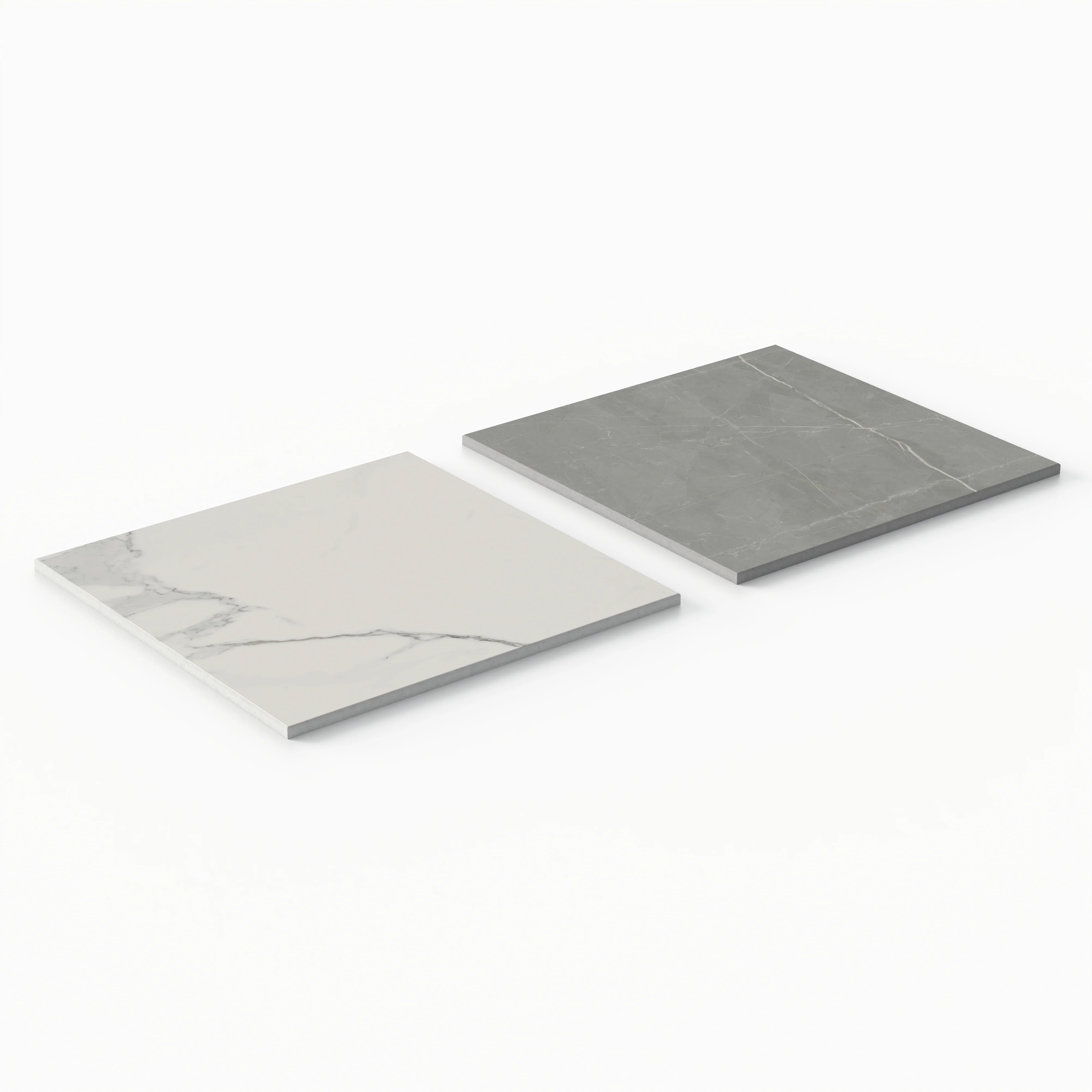 Leona 12x12 Checkerboard Matte Porcelain Tile in Calacatta and Amani Grey - Image 4