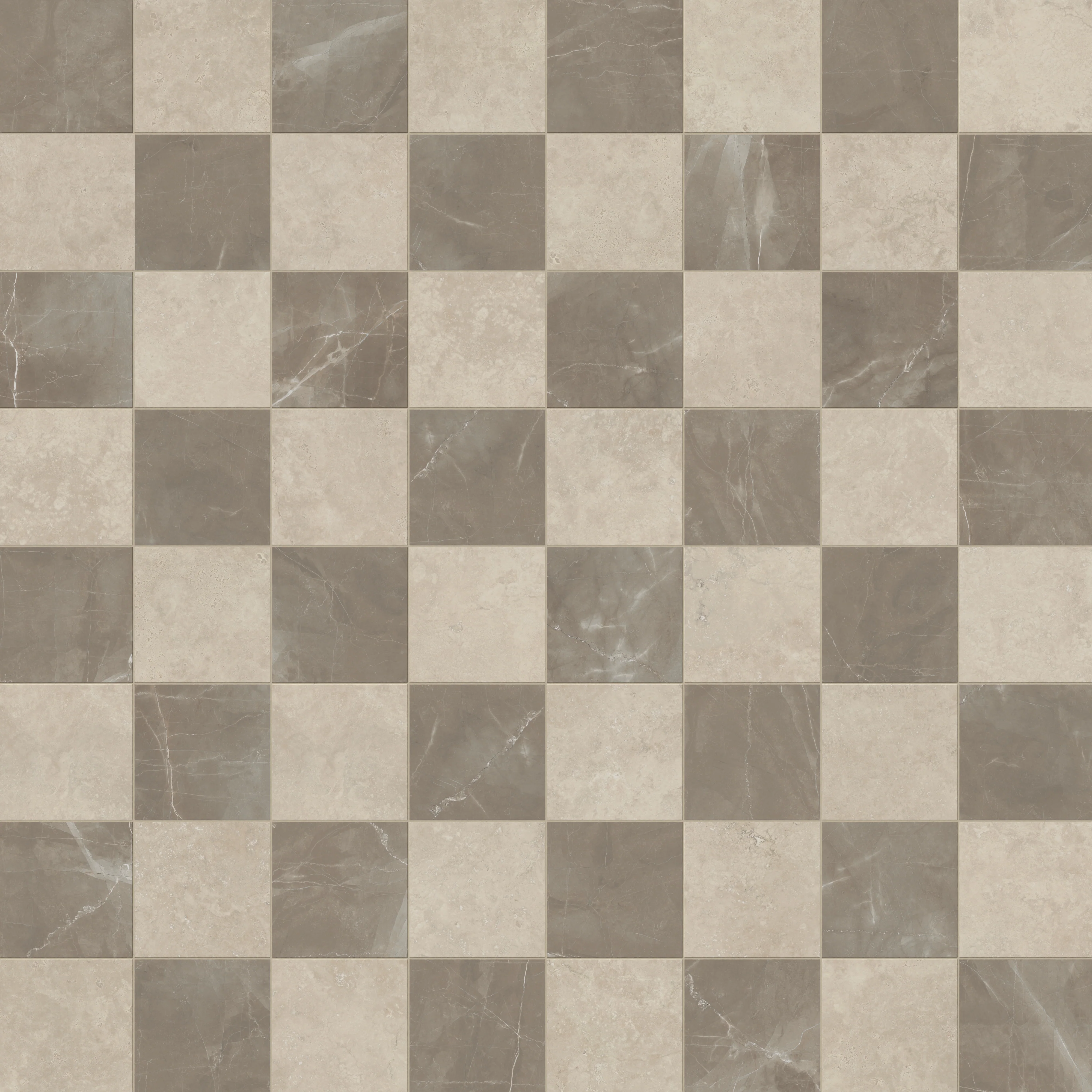 Leona 12 x 12 Checkerboard Matte Porcelain Tile in Marfil and Amani Bronze - Image 7