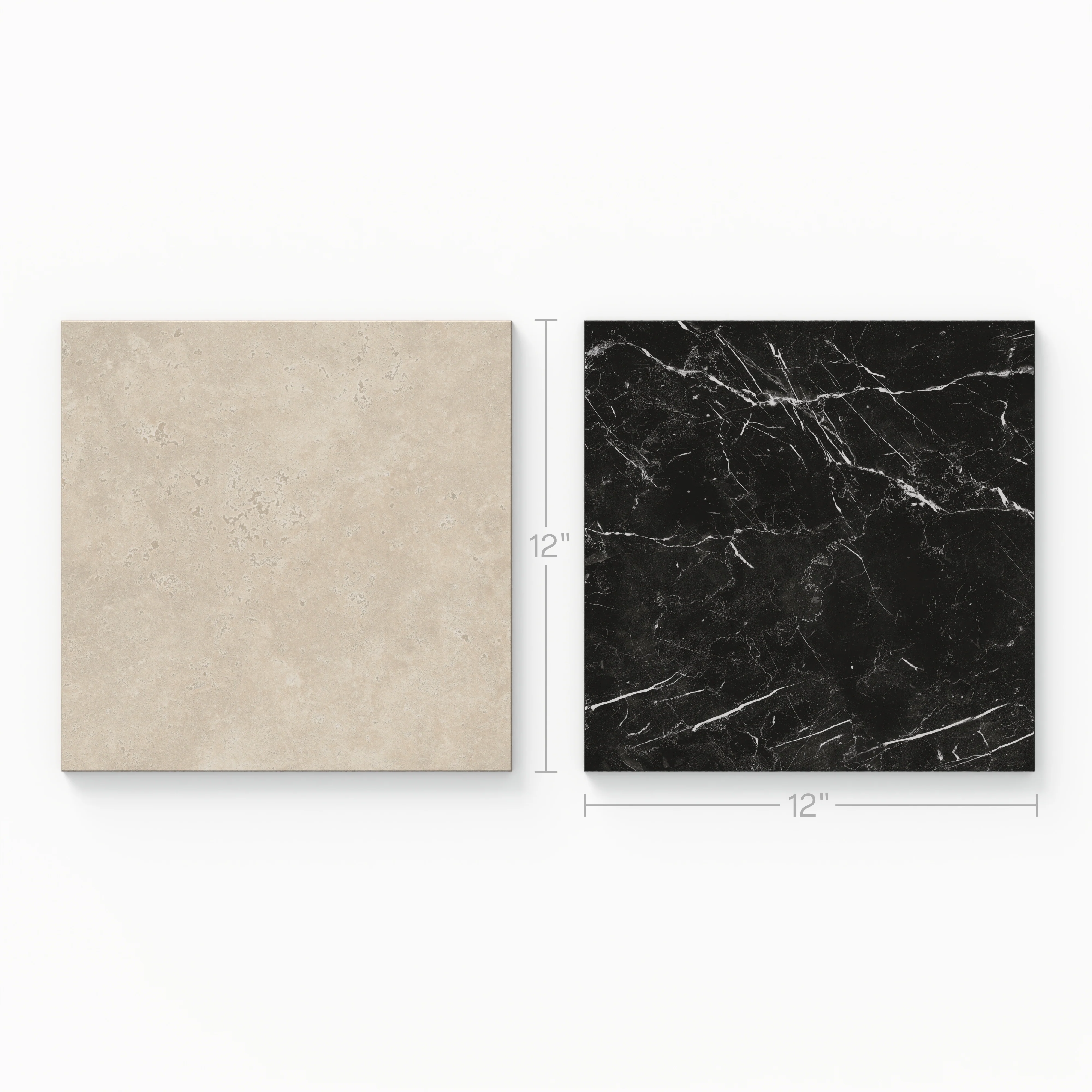 Leona 12x12 Checkerboard Matte Porcelain Tile in Marfil and Nero Marquina - Image 3