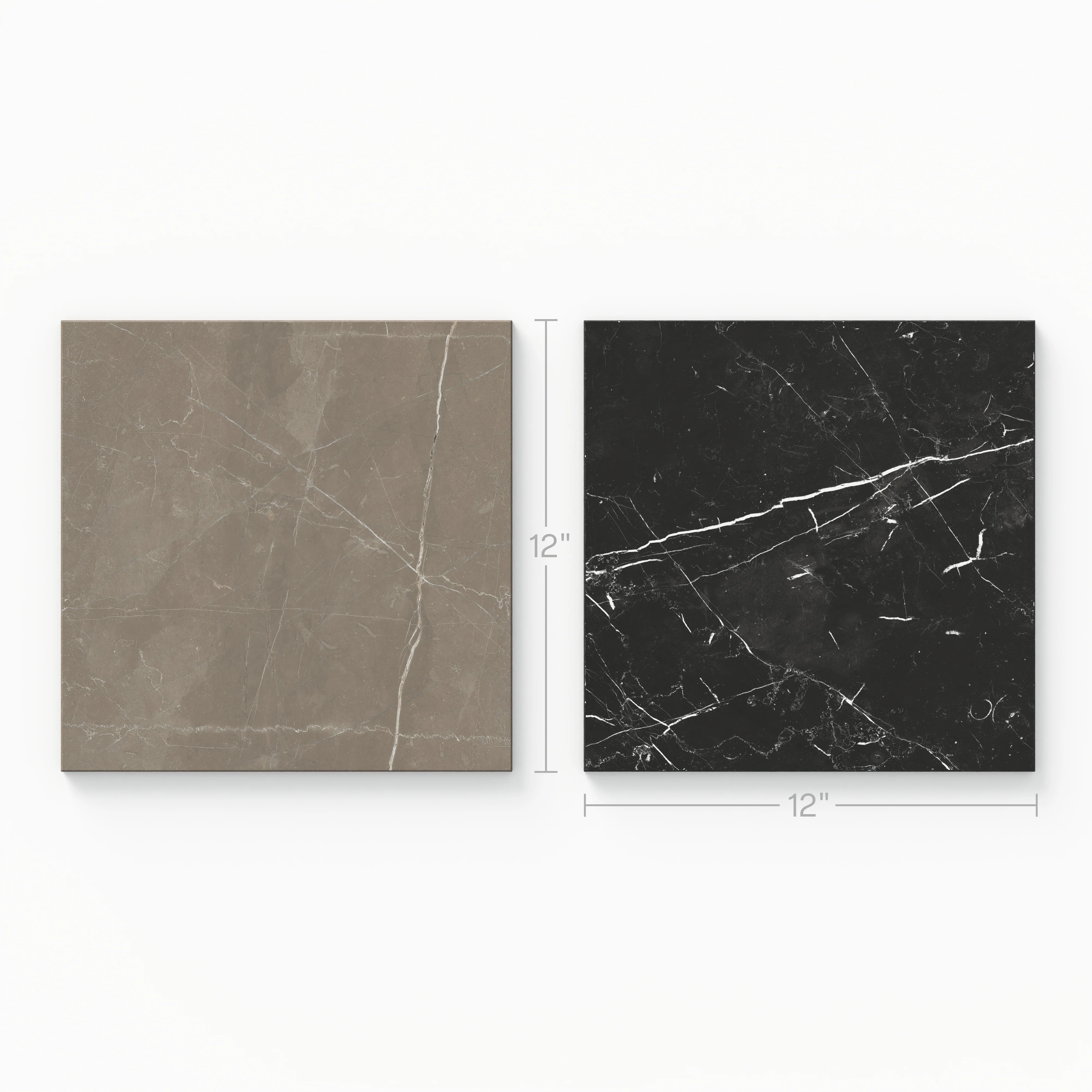 Leona 12x12 Checkerboard Polished Porcelain Tile in Amani Bronze and Nero Marquina - Image 2