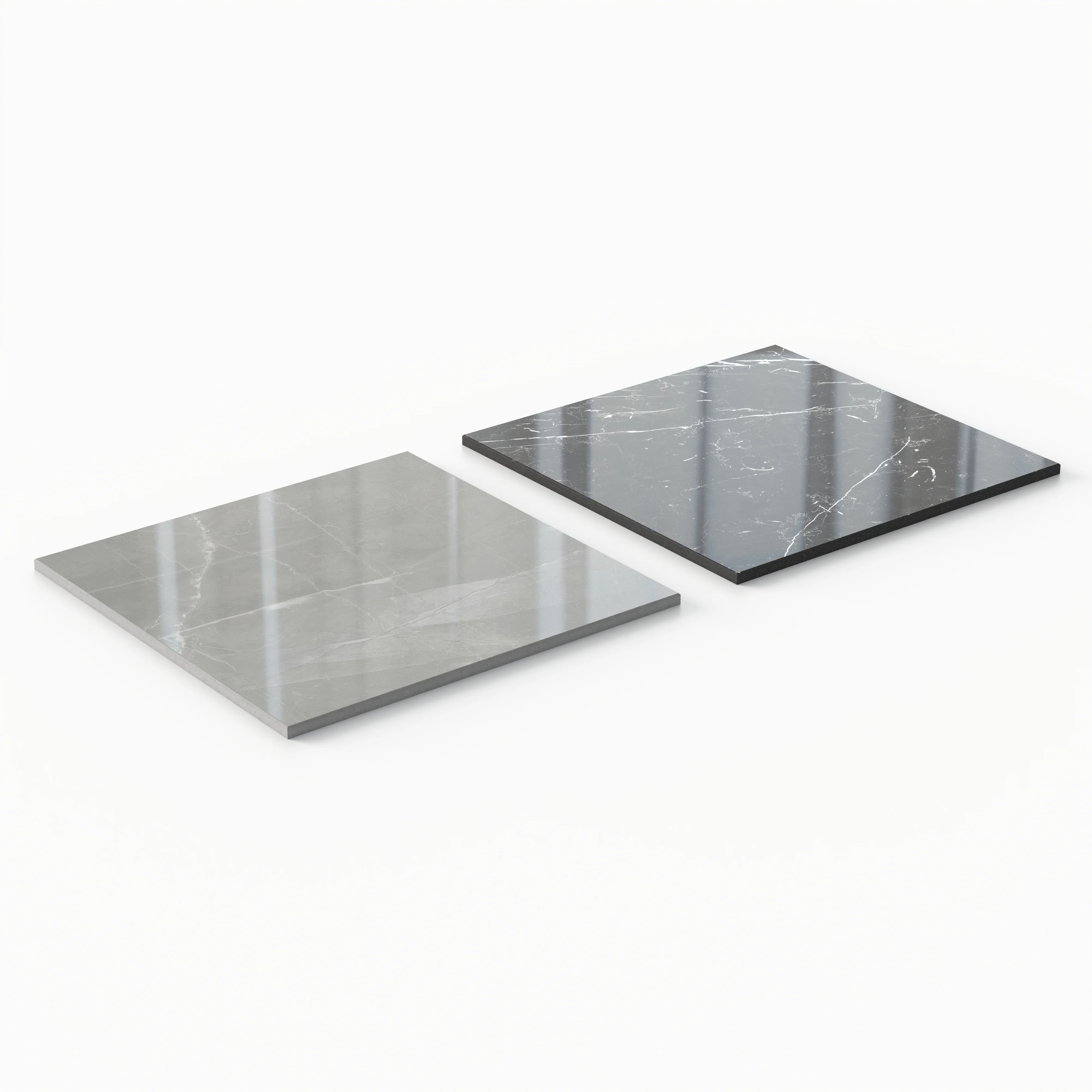Leona 12x12 Checkerboard Polished Porcelain Tile in Amani Grey and Nero Marquina - Image 3