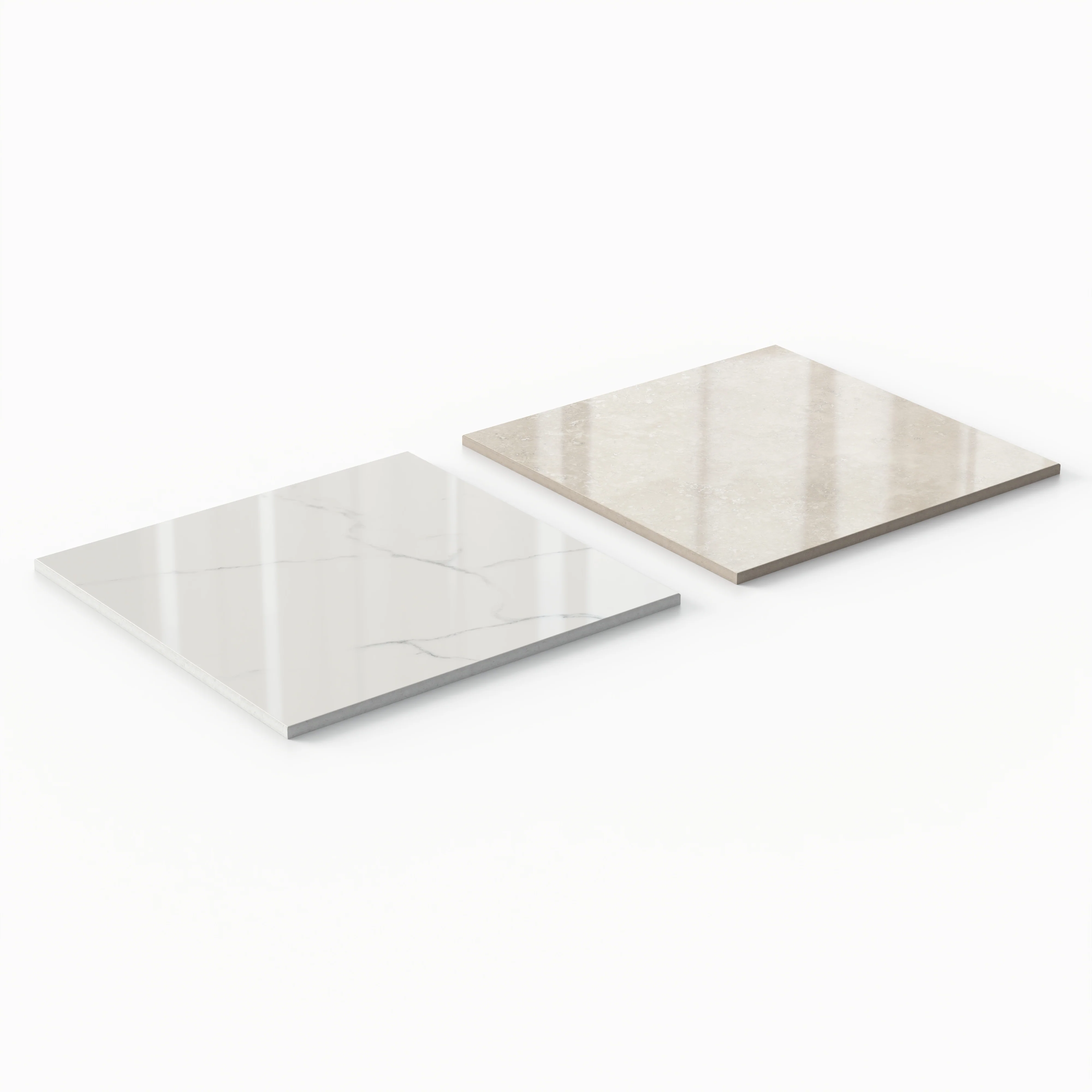 Leona 12x12 Checkerboard Polished Porcelain Tile in Calacatta and Marfil - Image 3