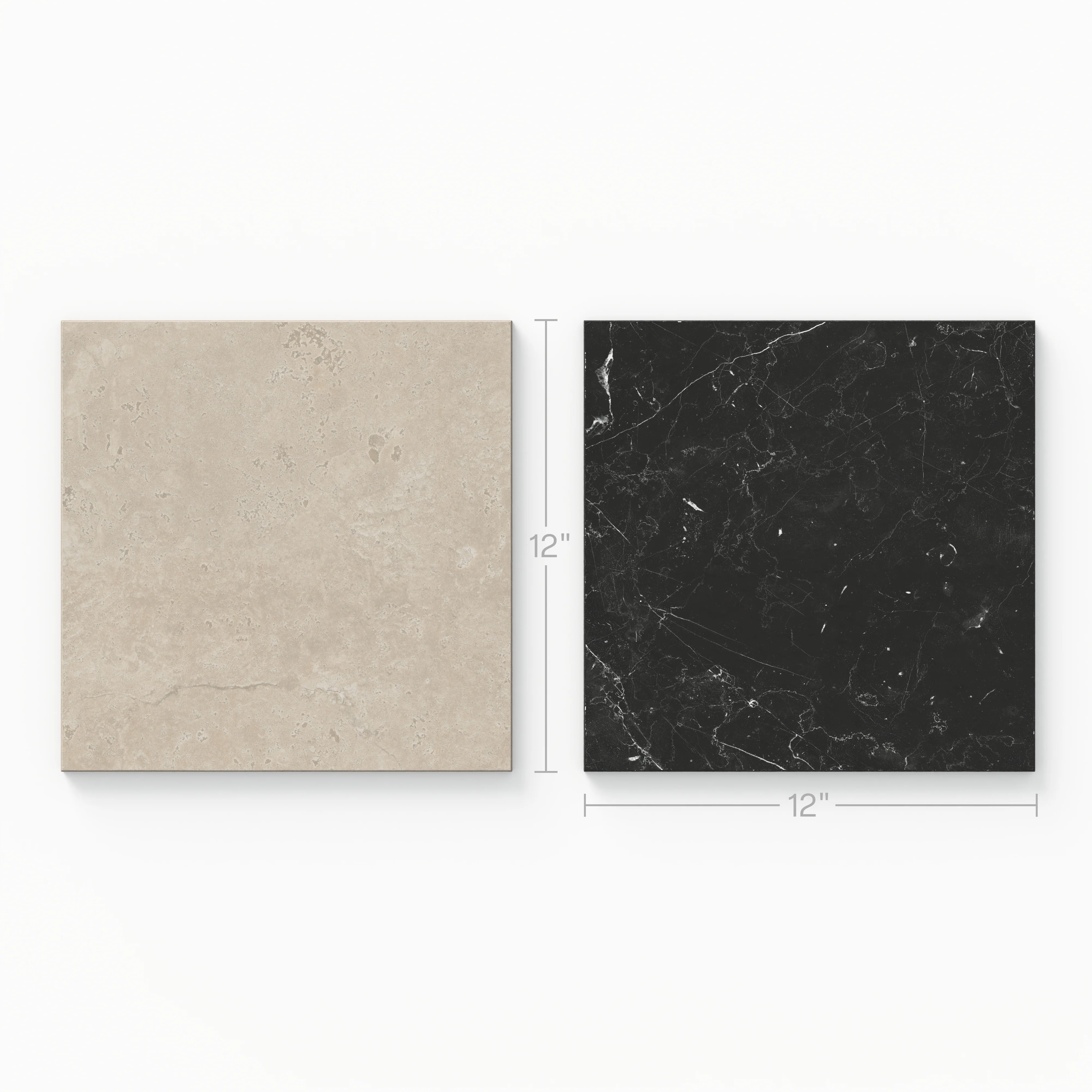 Leona 12x12 Checkerboard Polished Porcelain Tile in Marfil and Nero Marquina - Image 3