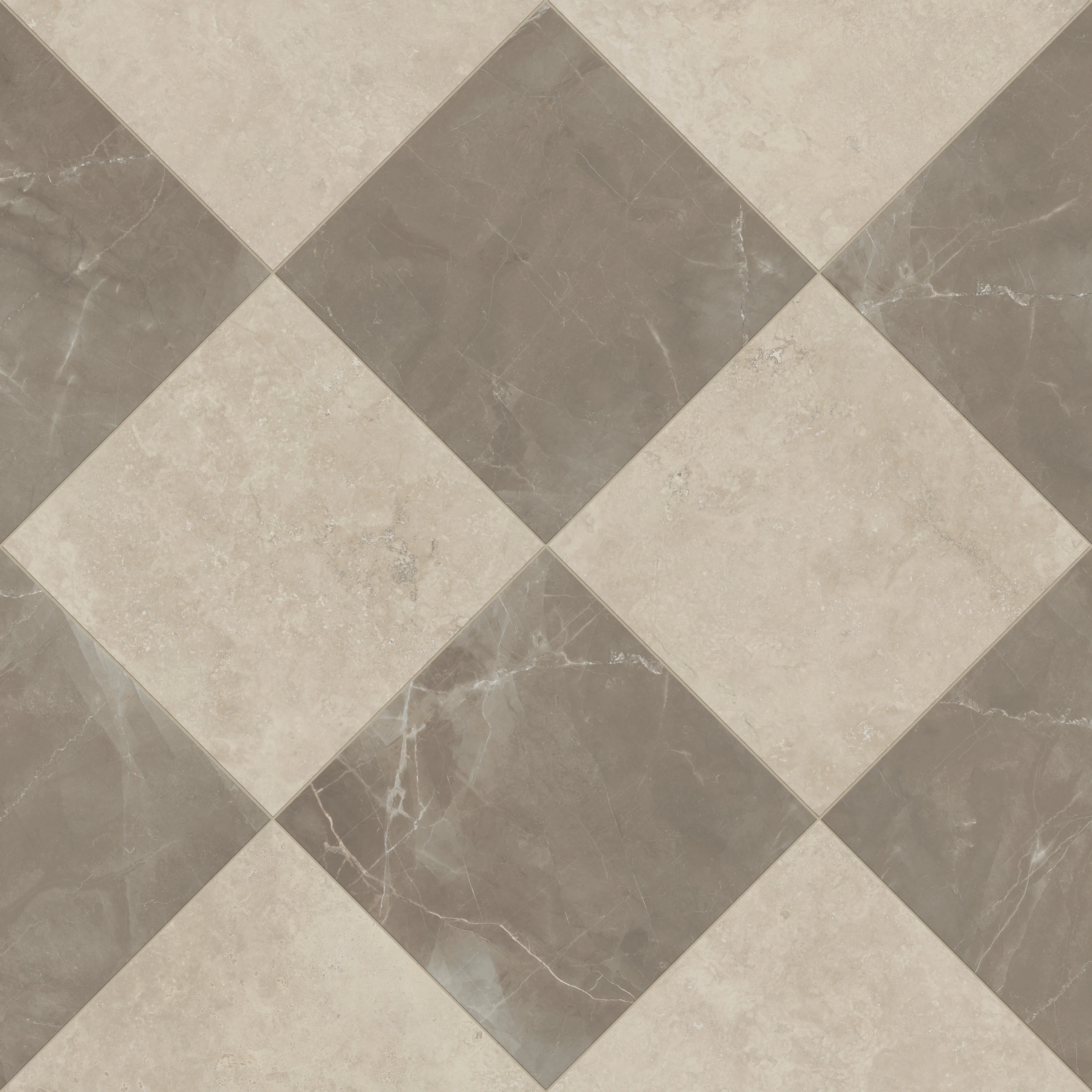 Leona 24x24 Checkerboard Matte Porcelain Tile in Marfil and Amani Bronze - Image 5