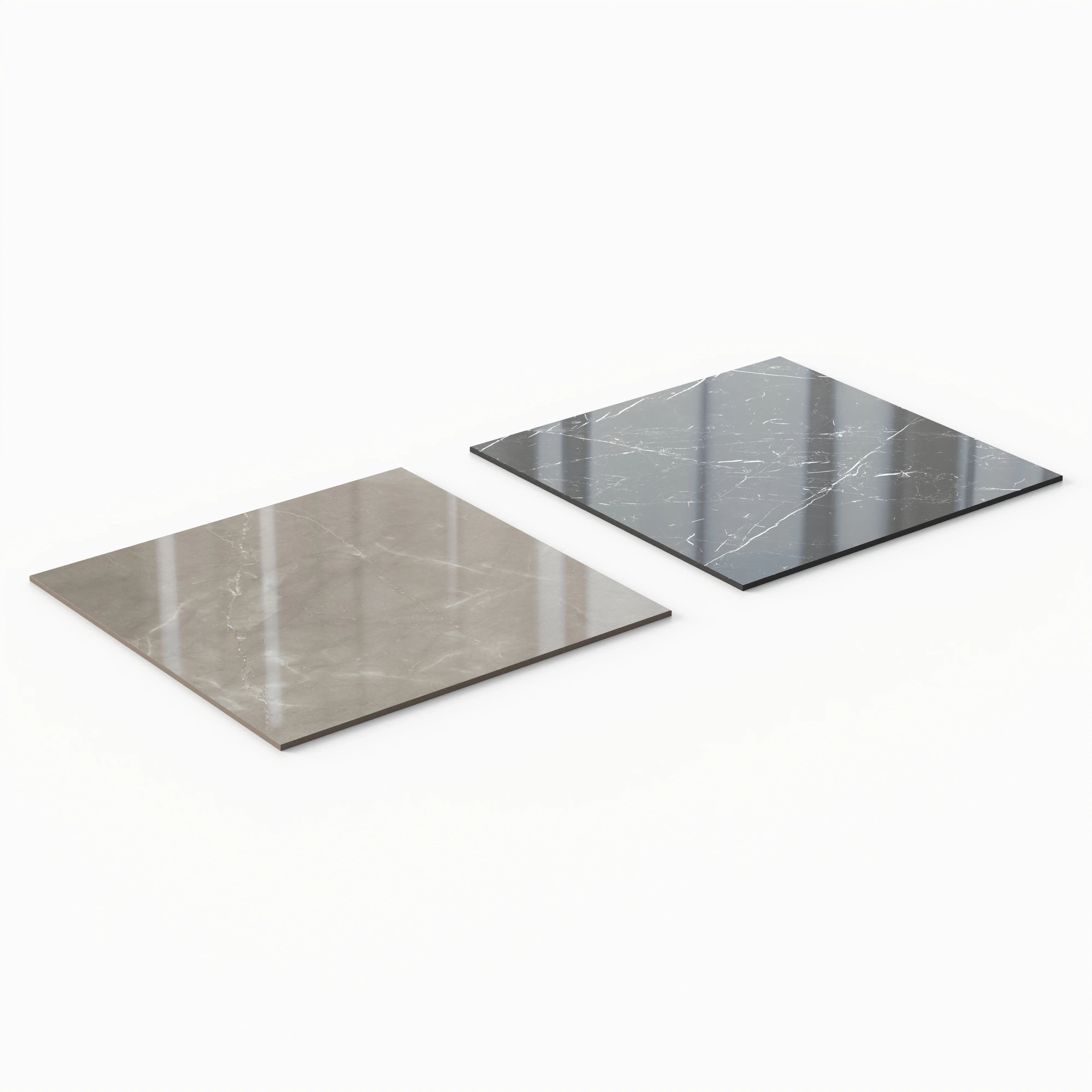 Leona 24x24 Checkerboard Polished Porcelain Tile in Amani Bronze and Nero Marquina - Image 3