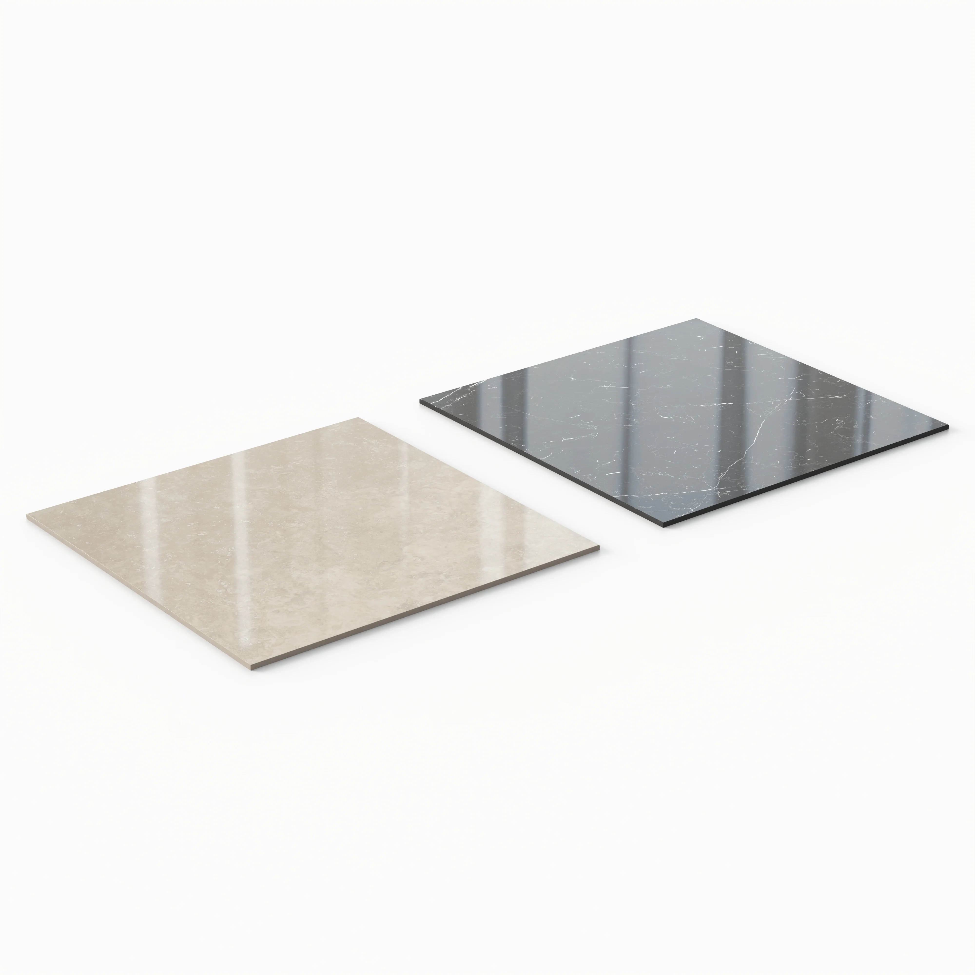 Leona 24x24 Checkerboard Polished Porcelain Tile in Marfil and Nero Marquina - Image 3