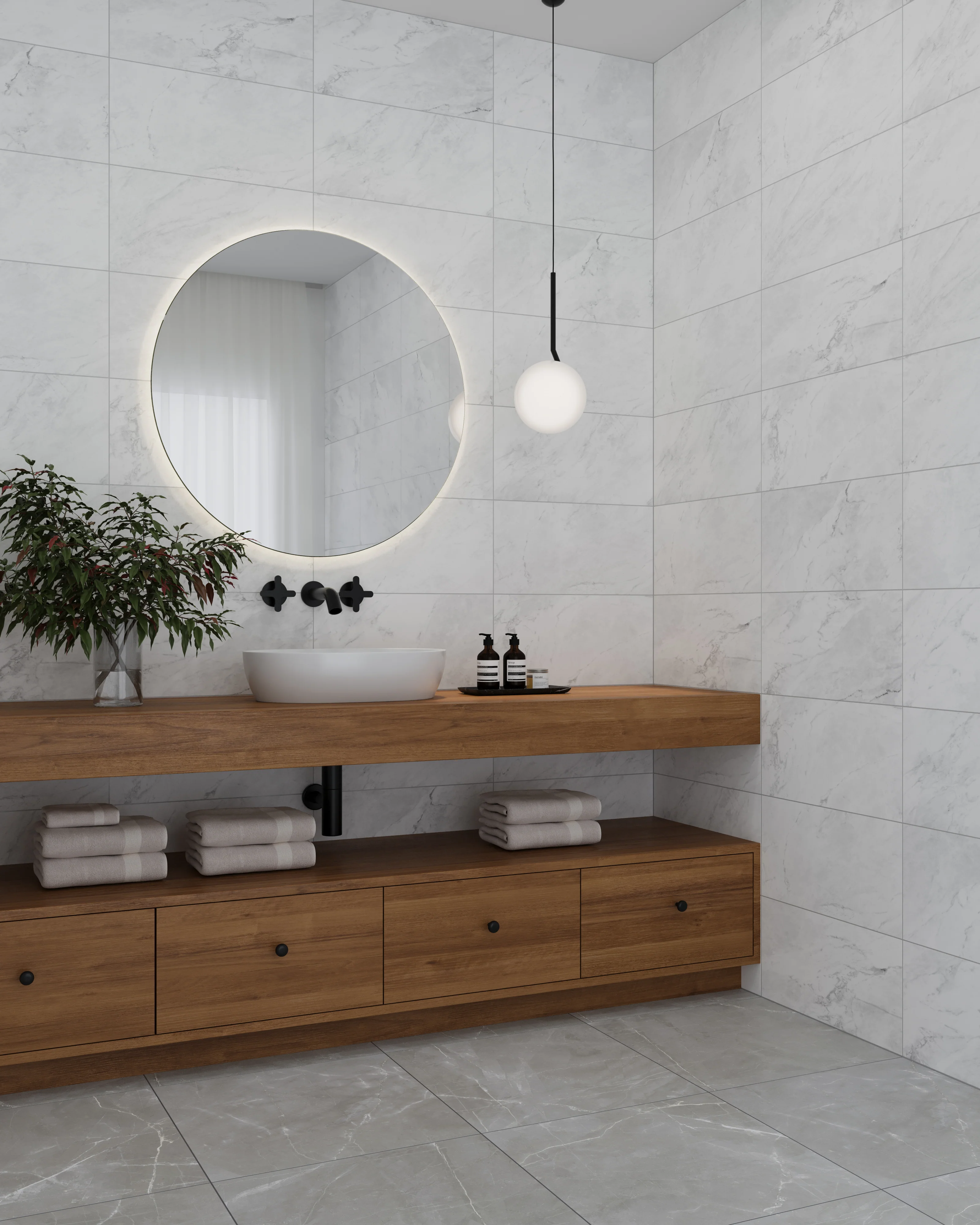 Leona 24x24 Matte Porcelain Tile in Amani Grey - Image 11