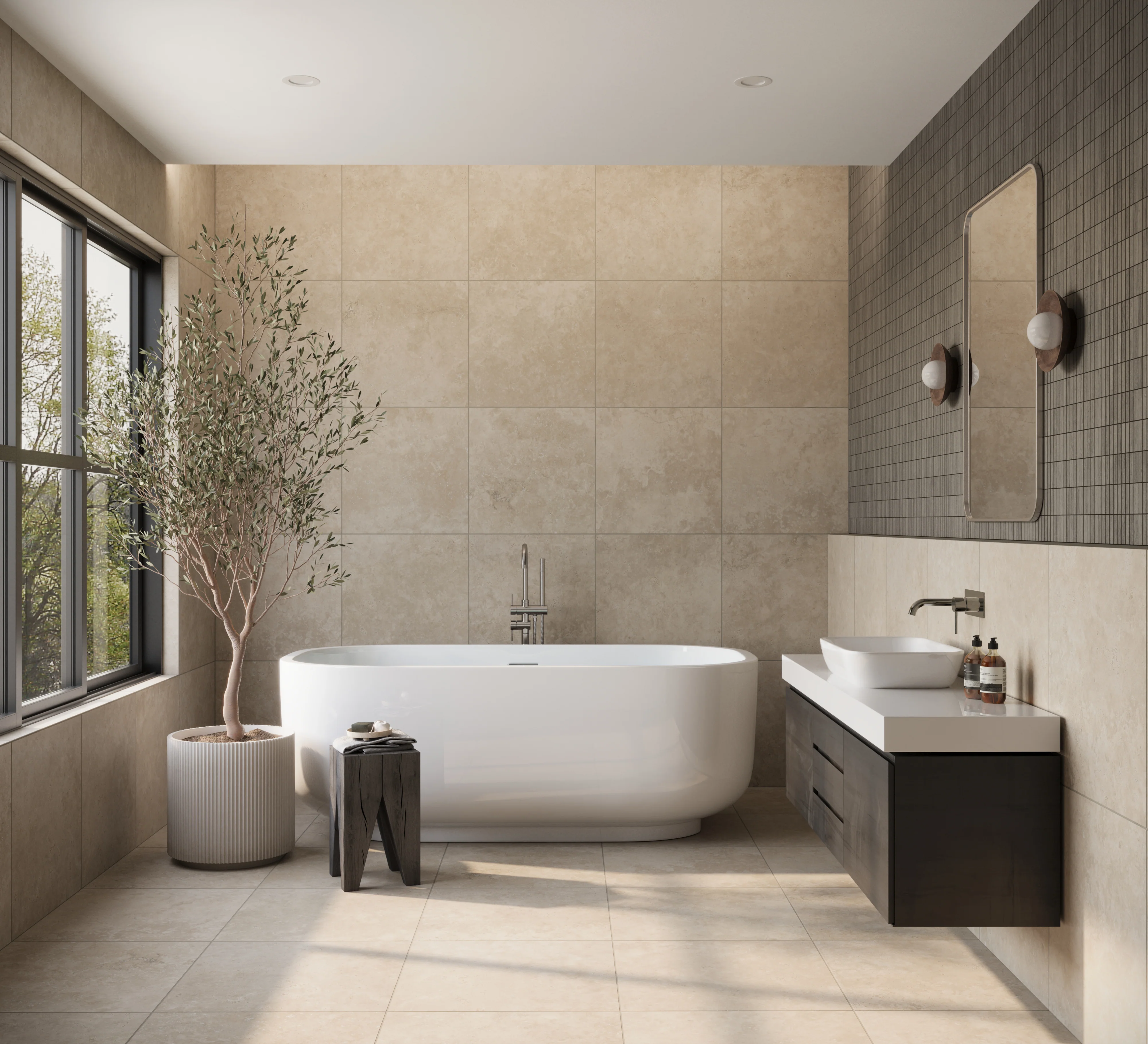 Leona 24x24 Matte Porcelain Tile in Marfil - Image 8