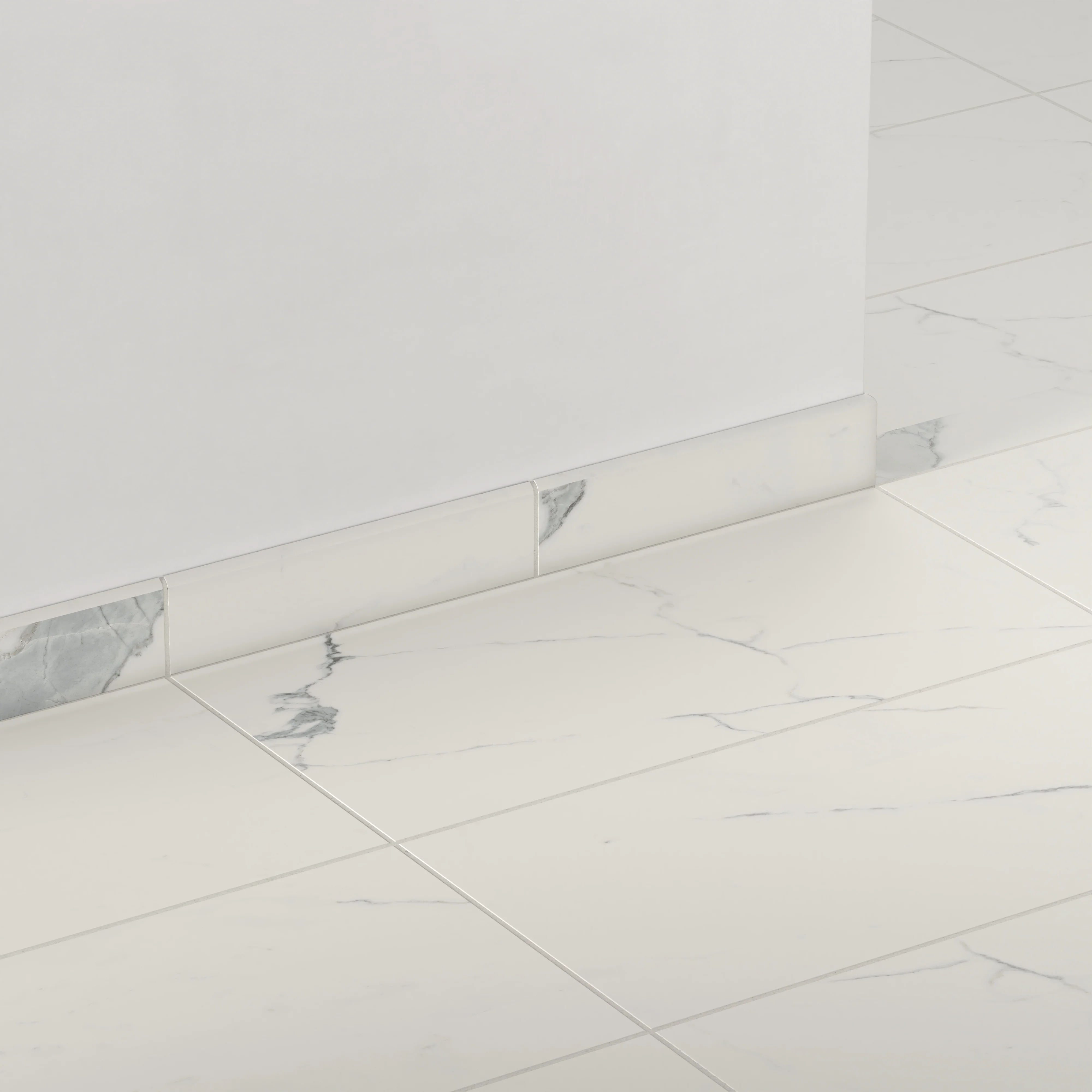 Leona 3x12 Matte Porcelain Bullnose Tile in Calacatta - Image 3