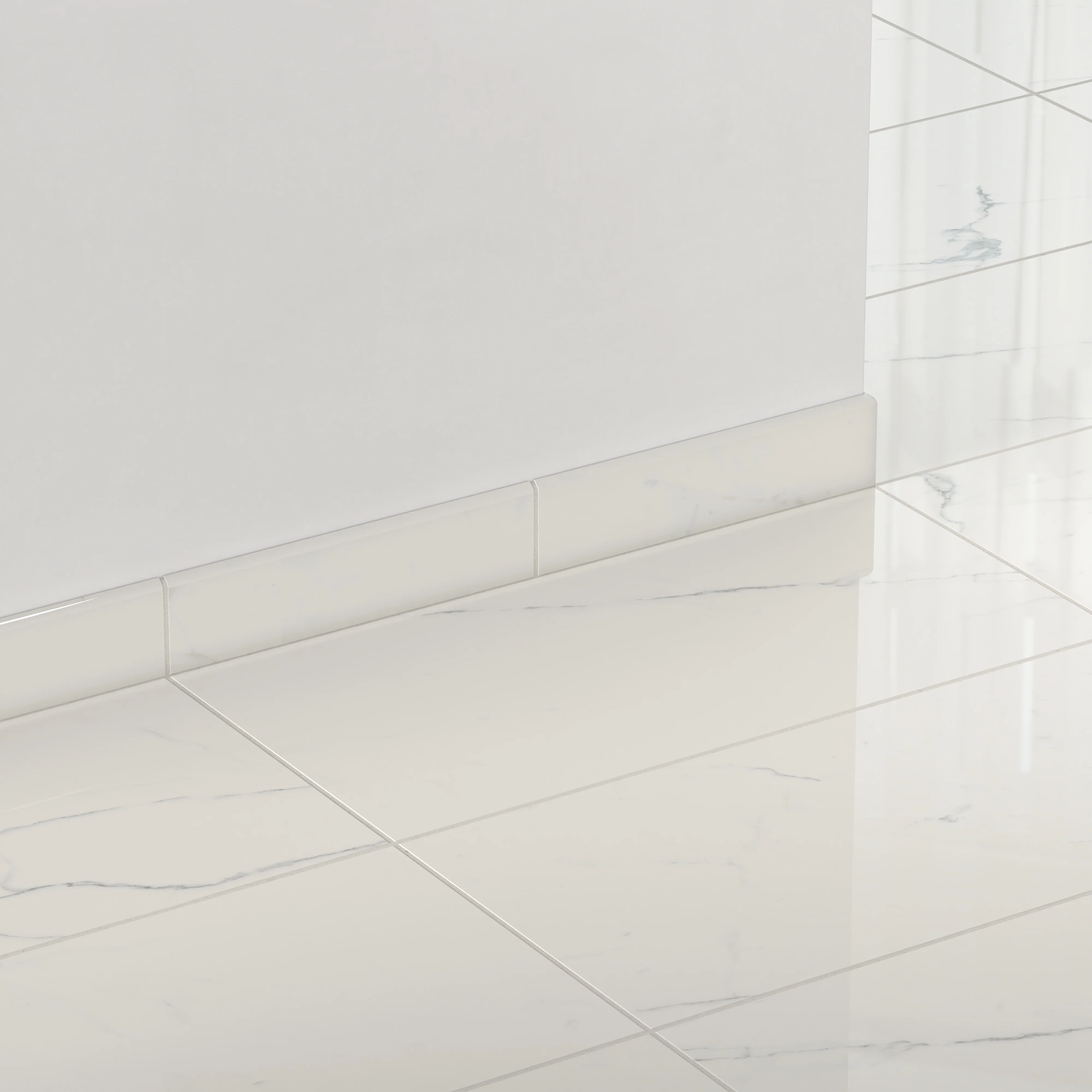 Leona 3x12 Polished Porcelain Bullnose Tile in Calacatta - Image 3