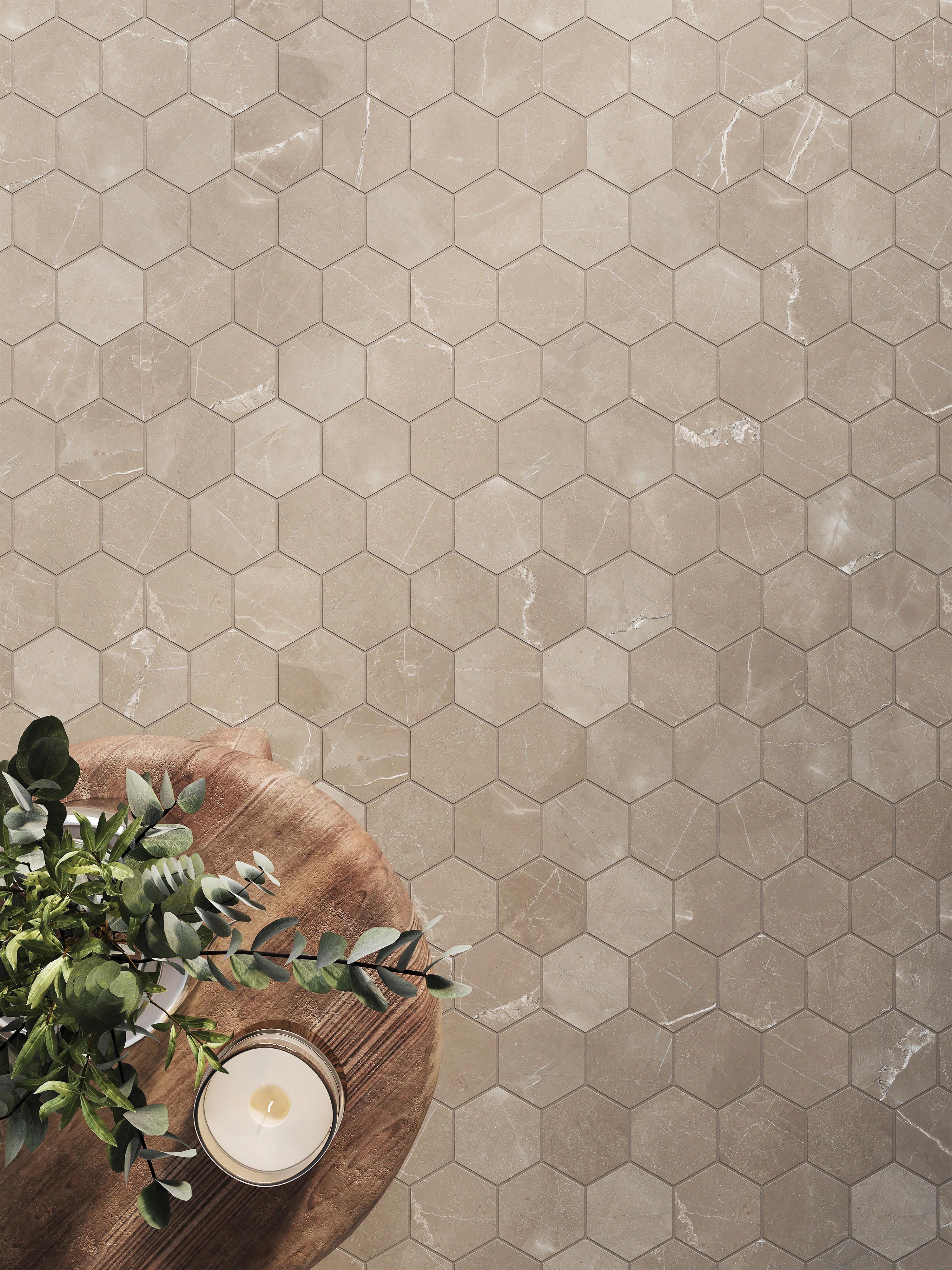 Leona 3x3 Matte Porcelain Hexagon Mosaic Tile in Amani Bronze - Image 2