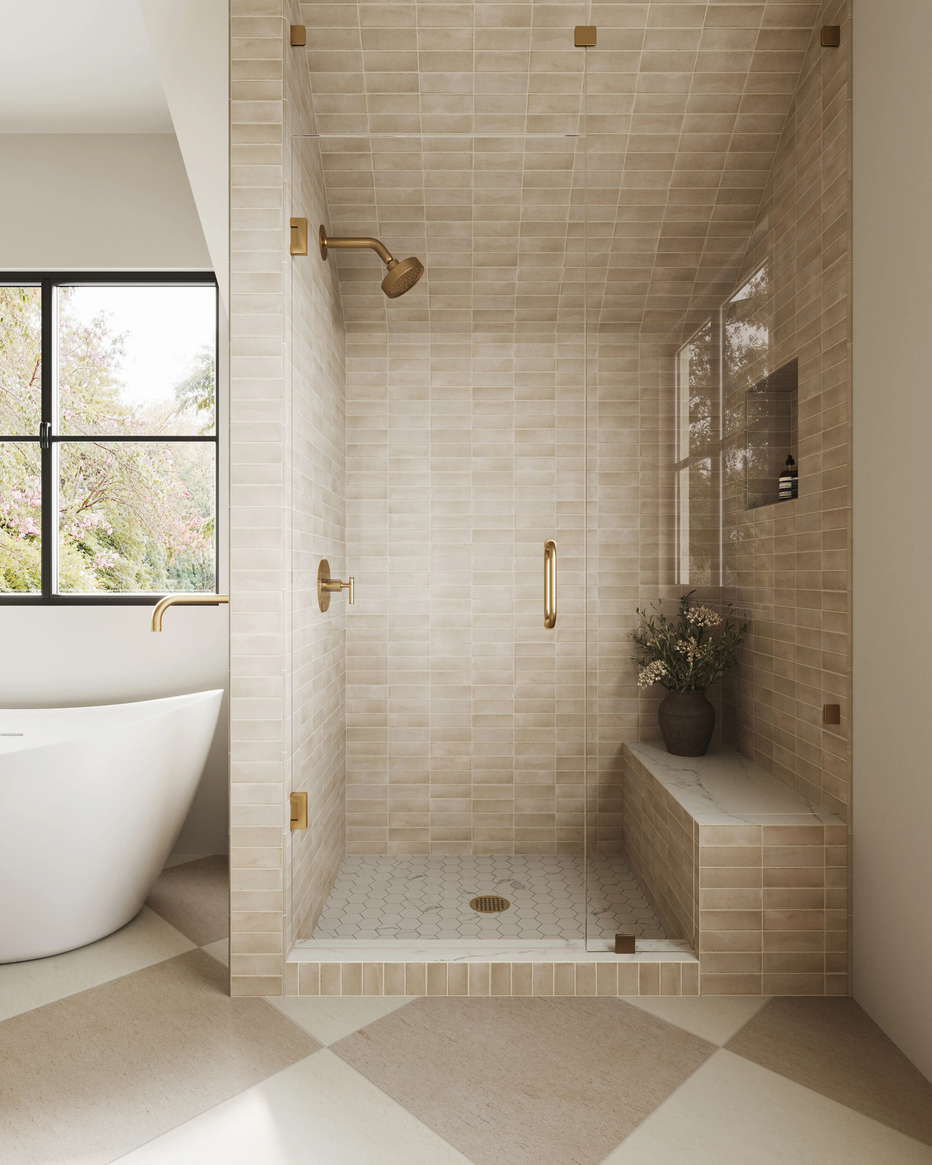 Leona 3x3 Matte Porcelain Hexagon Mosaic Tile in Calacatta - Image 9