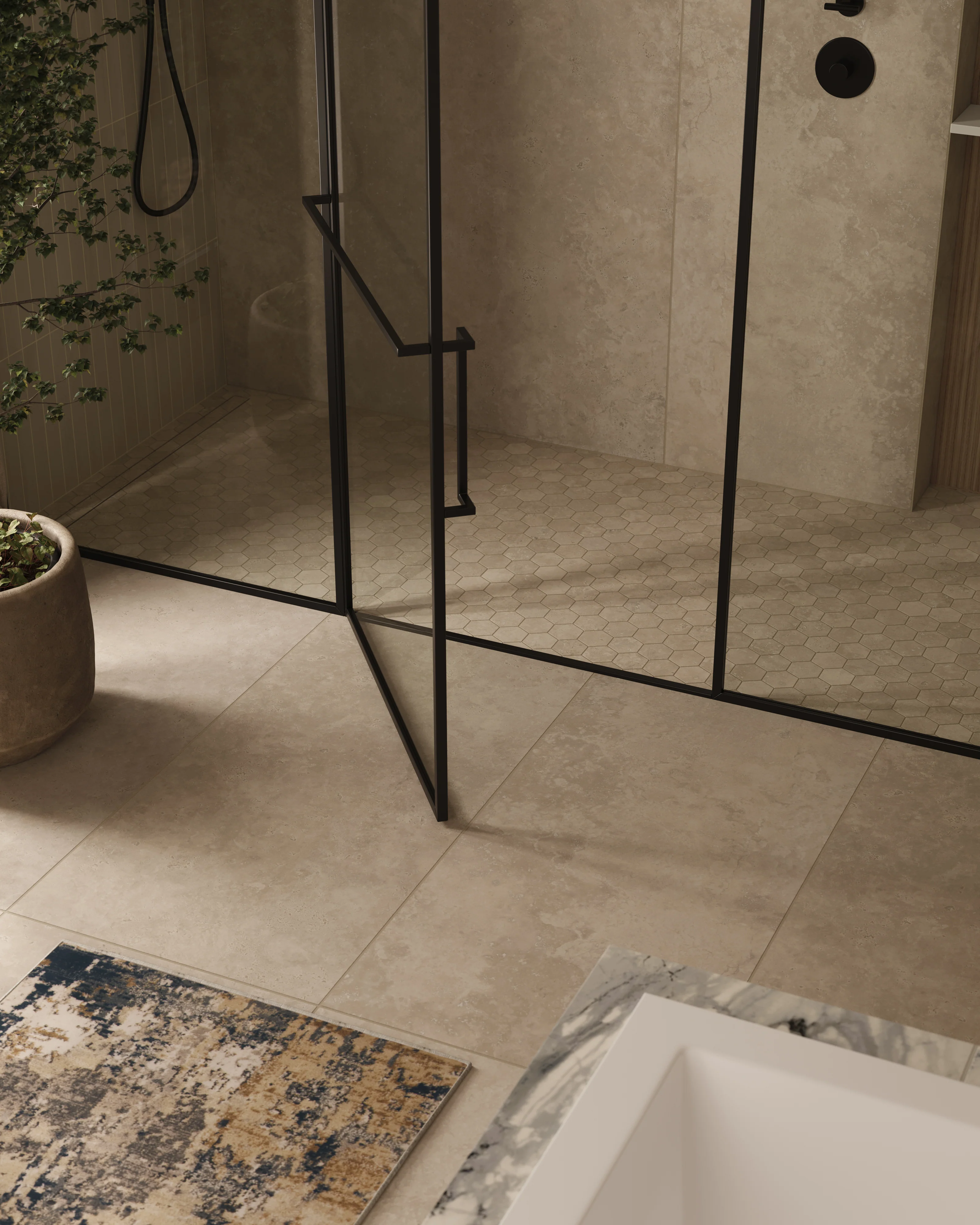 Leona 3x3 Matte Porcelain Hexagon Mosaic Tile in Marfil - Image 16