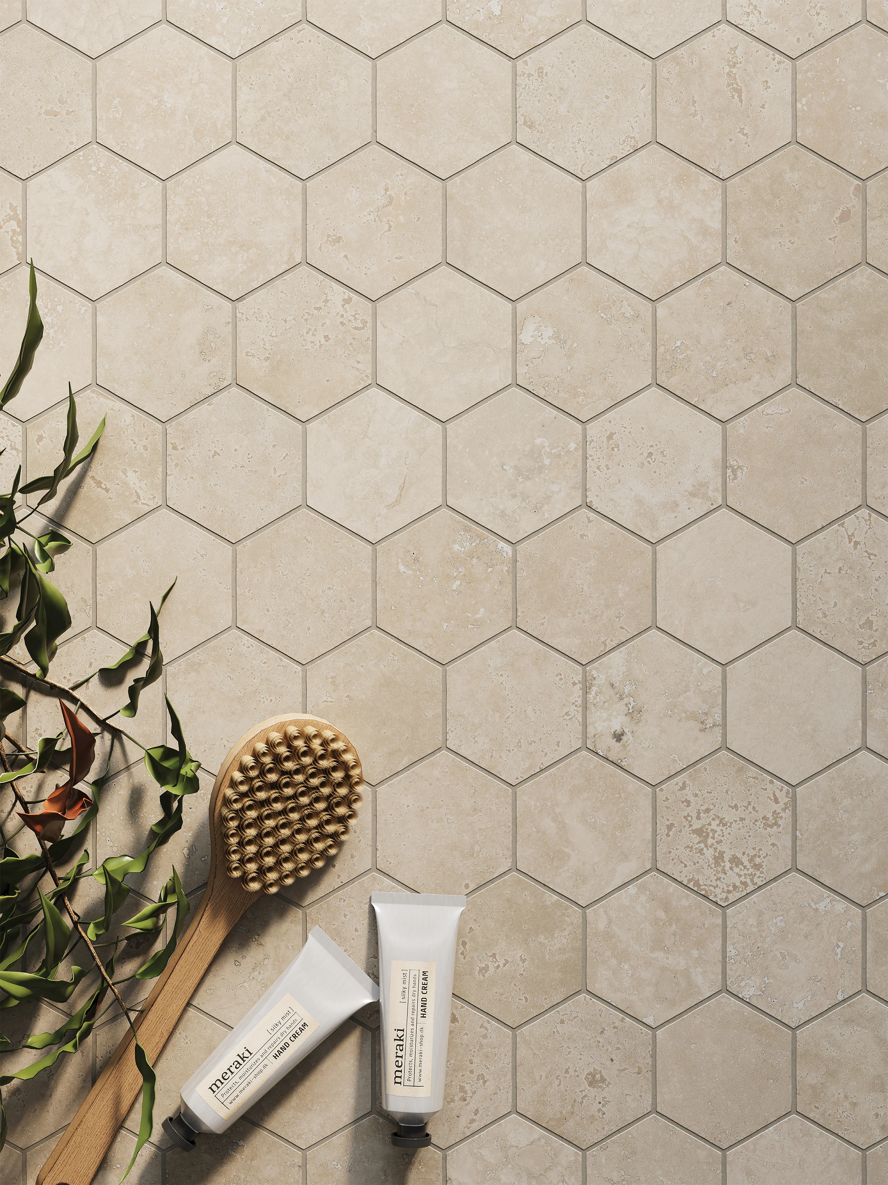 Leona 3x3 Matte Porcelain Hexagon Mosaic Tile in Marfil - Image 8