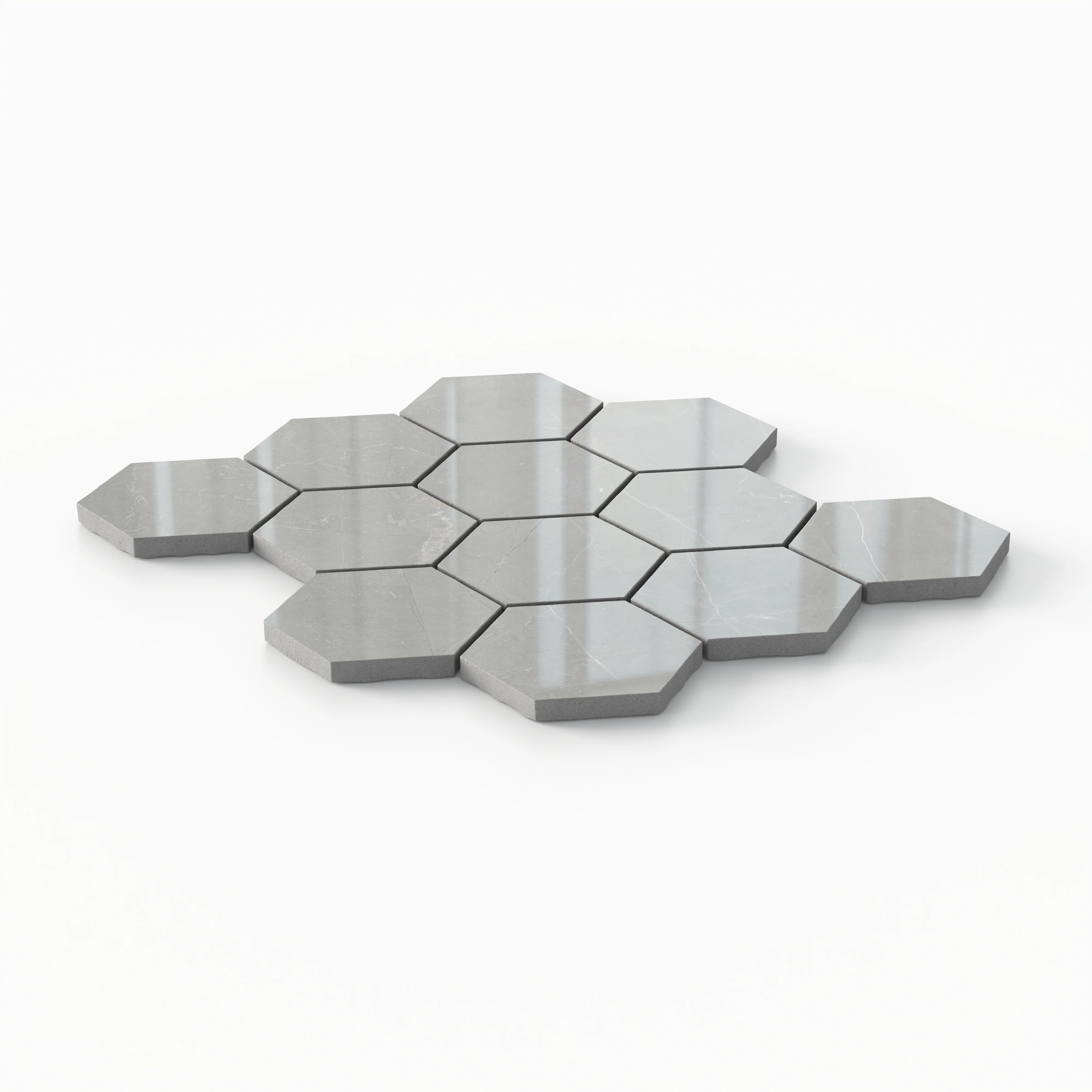 Leona 3x3 Polished Porcelain Hexagon Mosaic Tile in Amani Grey - Image 2