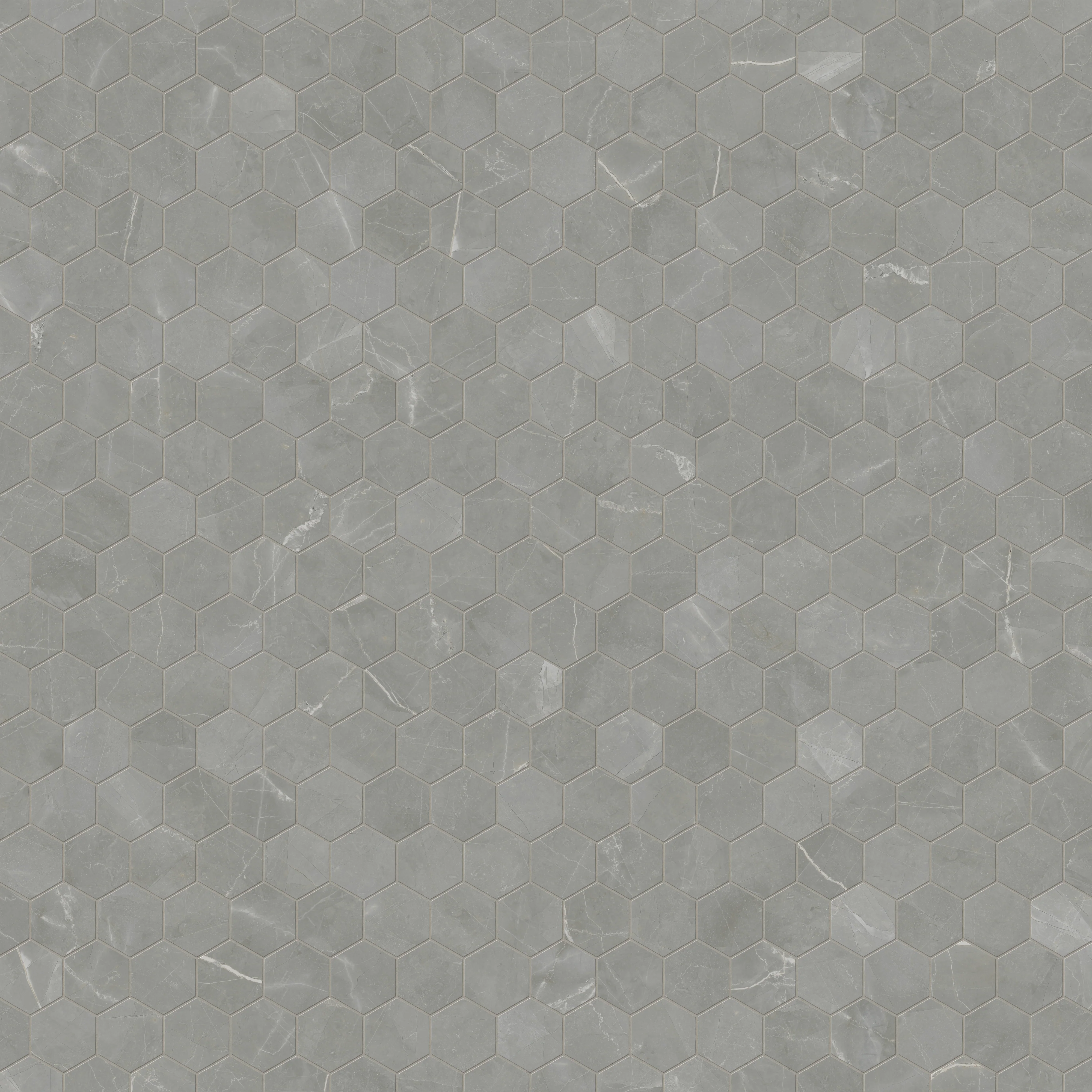 Leona 3x3 Polished Porcelain Hexagon Mosaic Tile in Amani Grey - Image 4