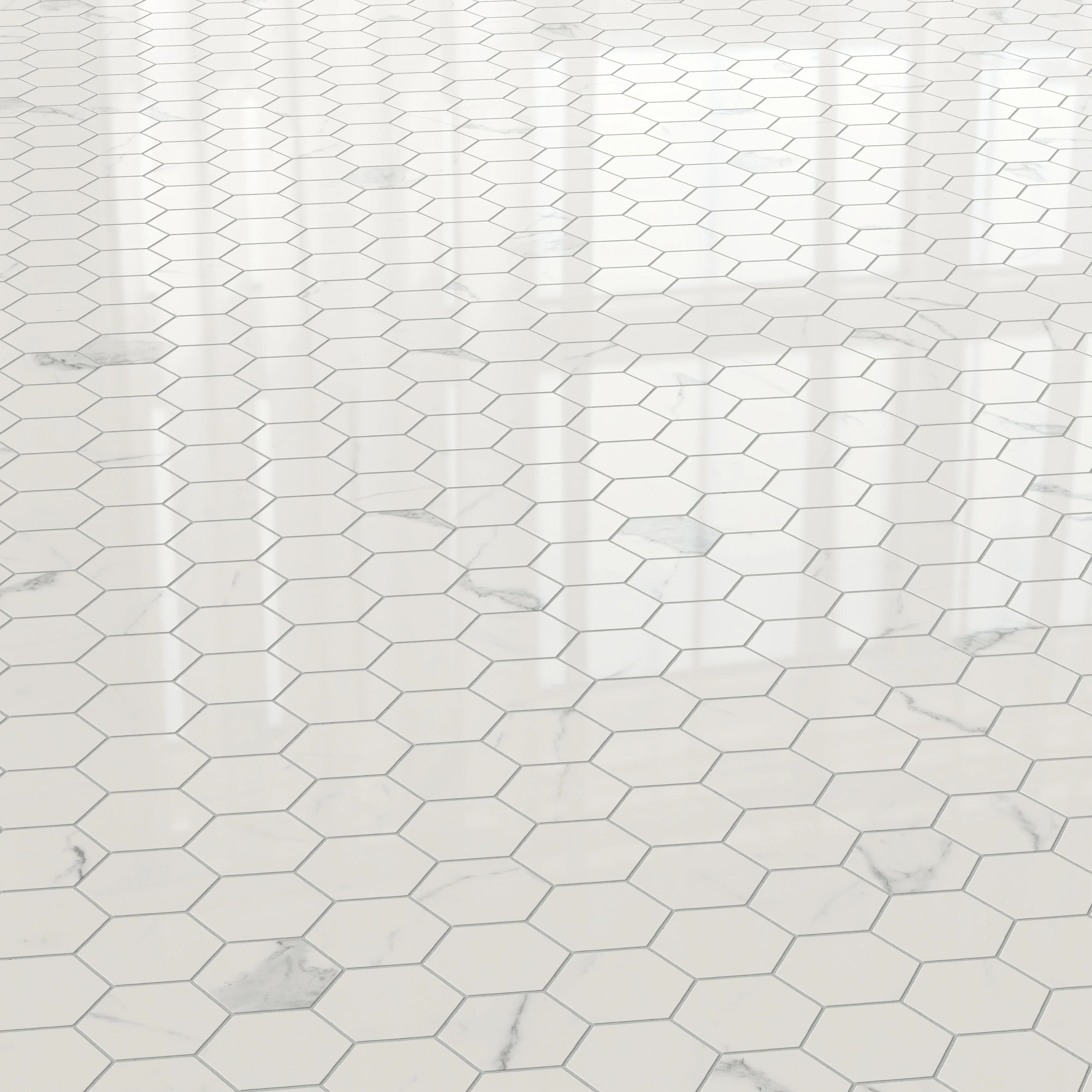 Leona 3x3 Polished Porcelain Hexagon Mosaic Tile in Calacatta - Image 3