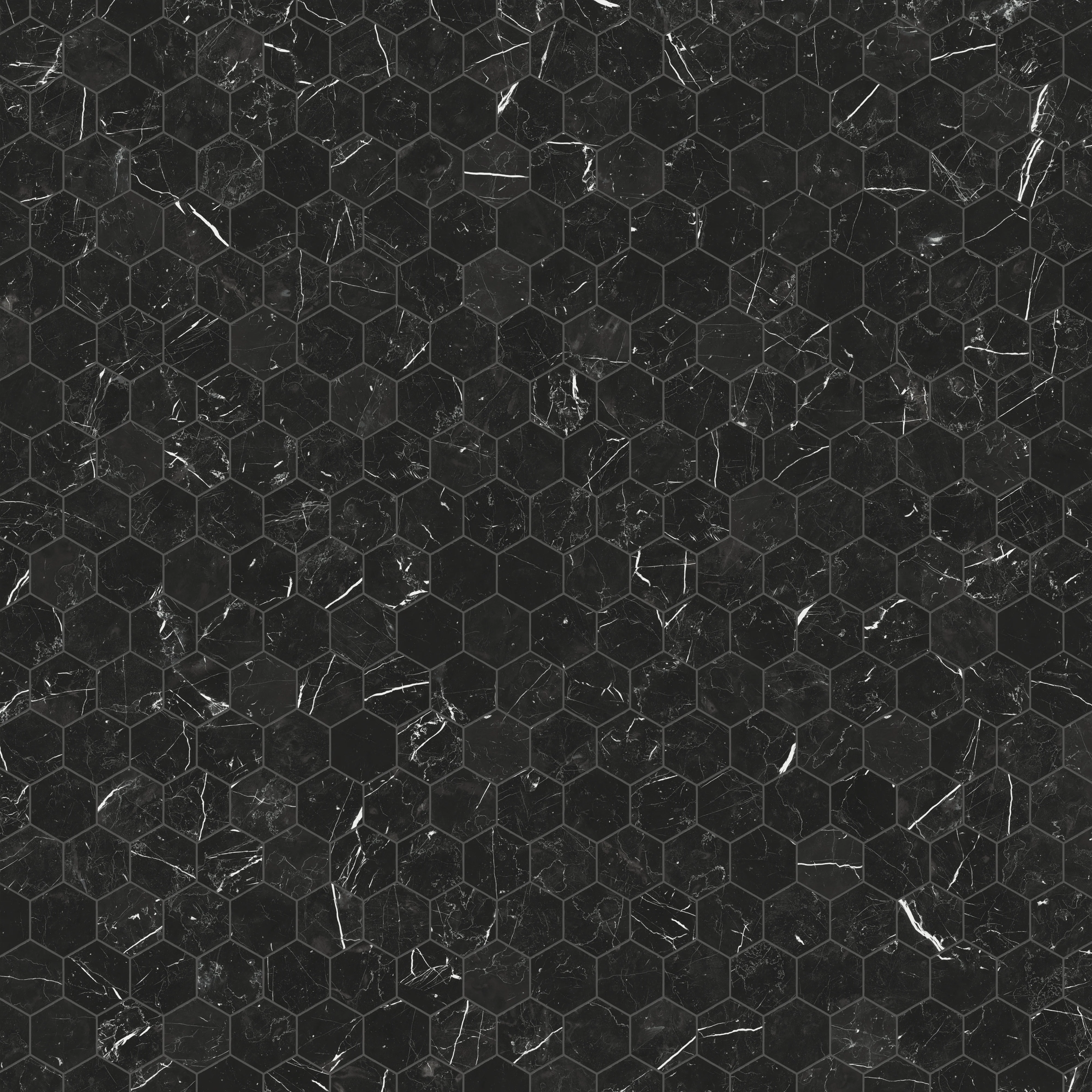 Leona 3x3 Polished Porcelain Hexagon Mosaic Tile in Nero Marquina - Image 4