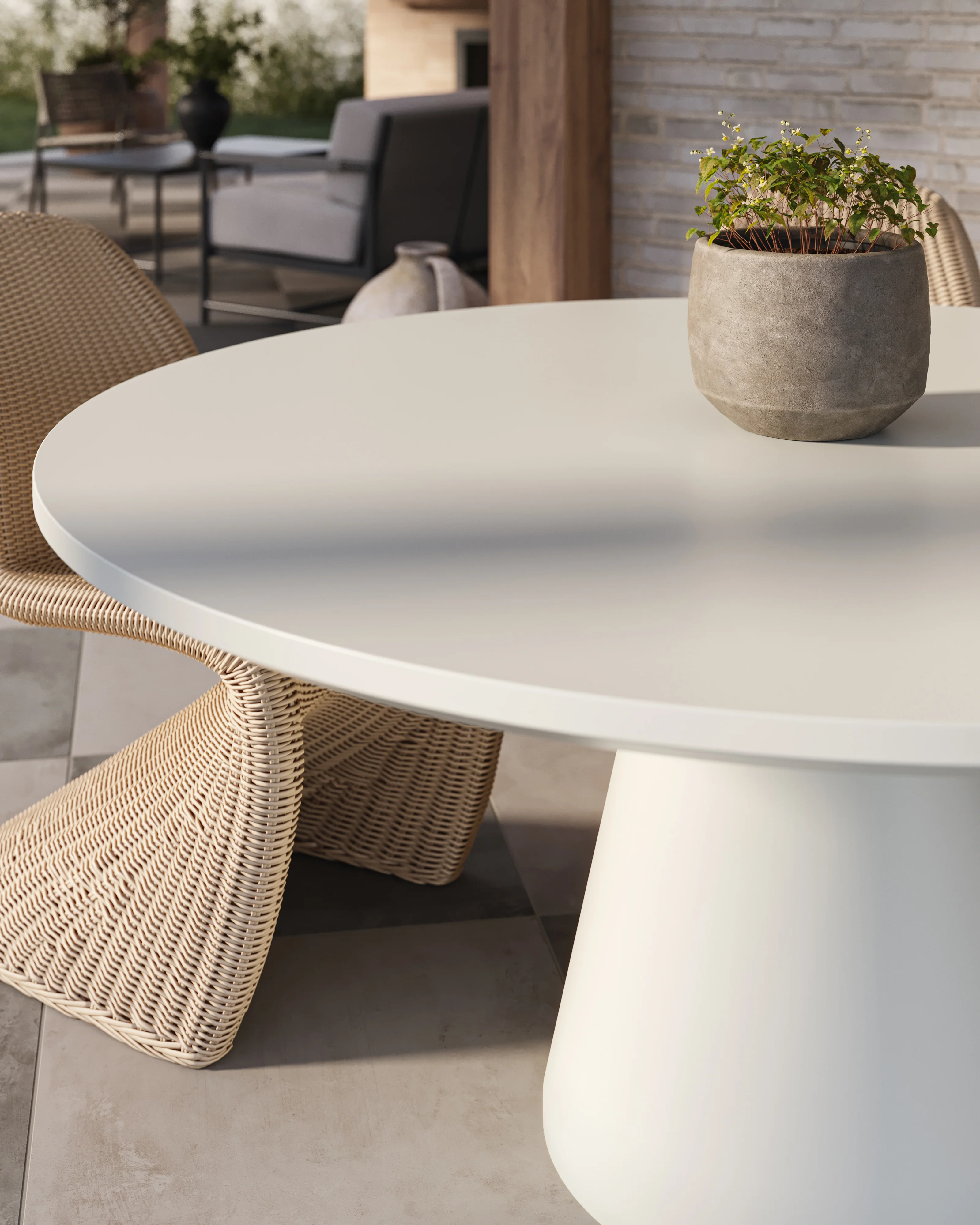 Linea Round Dining Table in Bone, 63" - Image 2