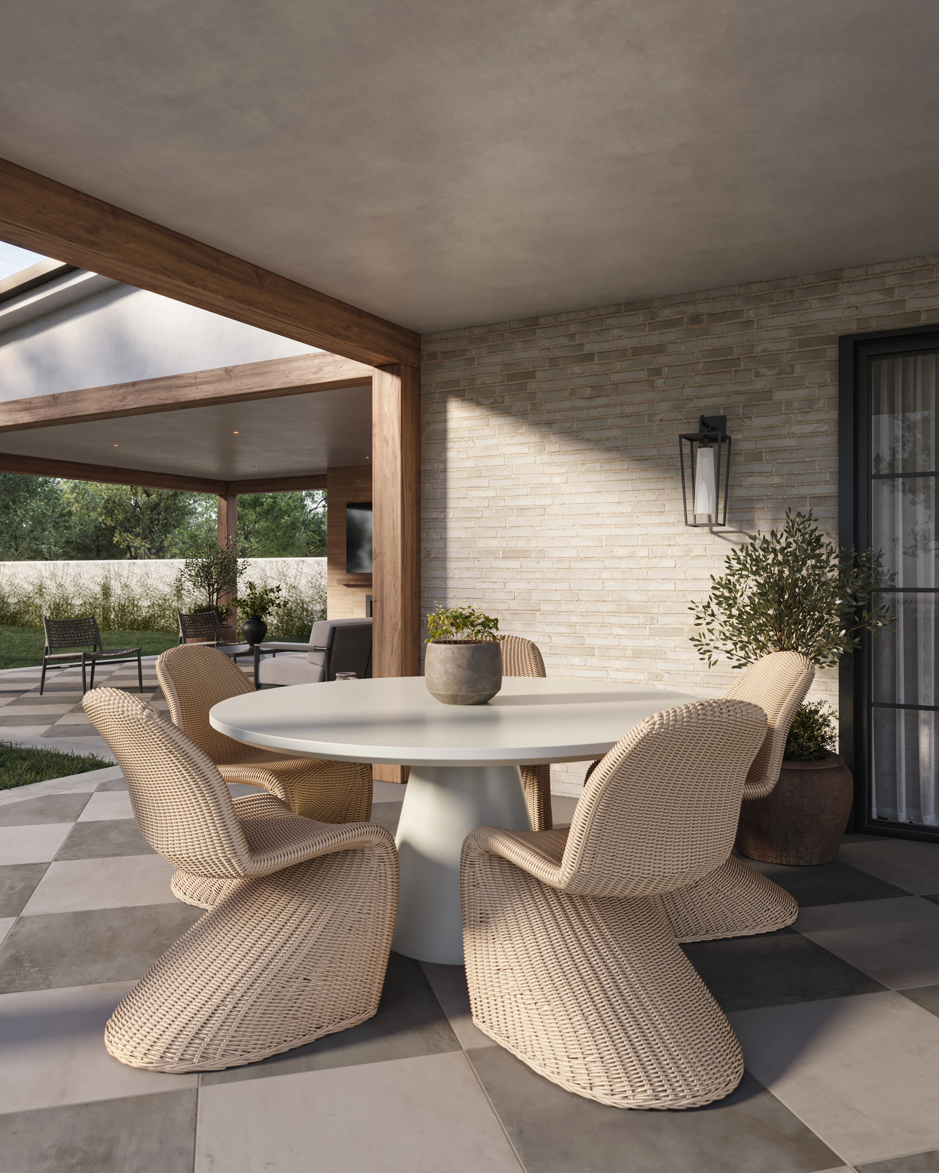 Linea Round Dining Table in Bone, 63" - Image 3