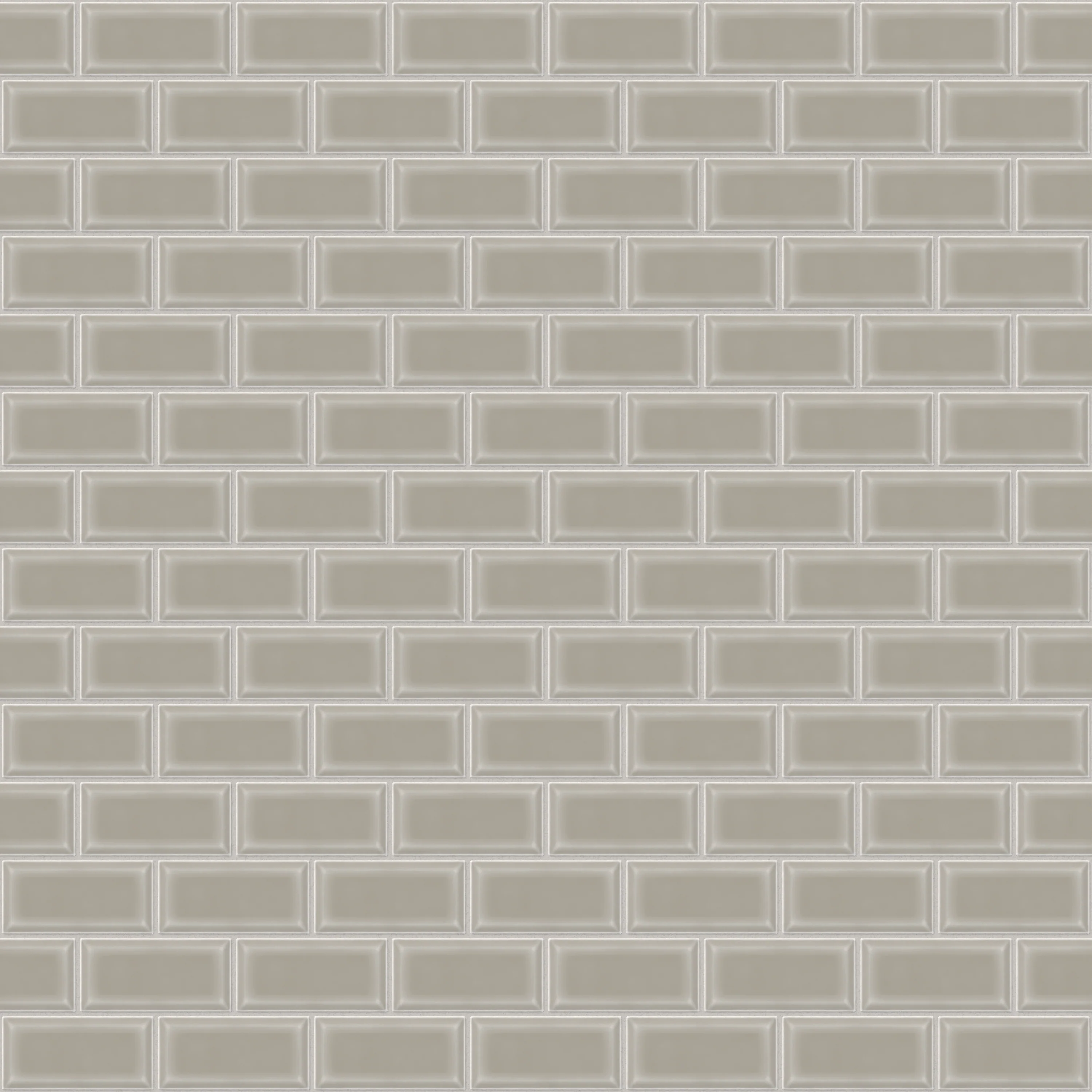 Maggie 12x12 Glossy Porcelain 2x4 Brick Beveled Mosaic Tile in Taupe - Image 2