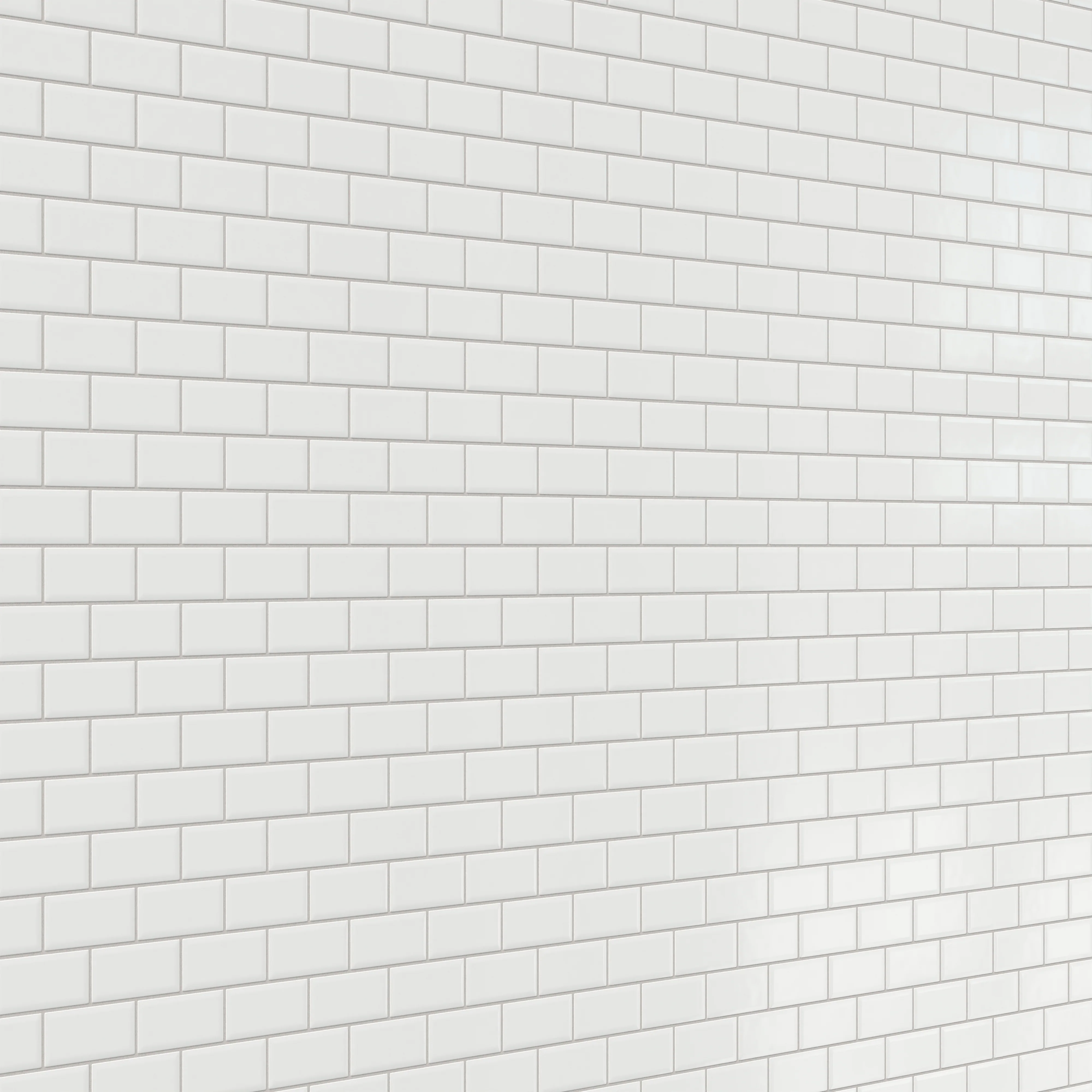 Maggie 12x12 Glossy Porcelain 2x4 Brick Beveled Mosaic Tile in White - Image 3
