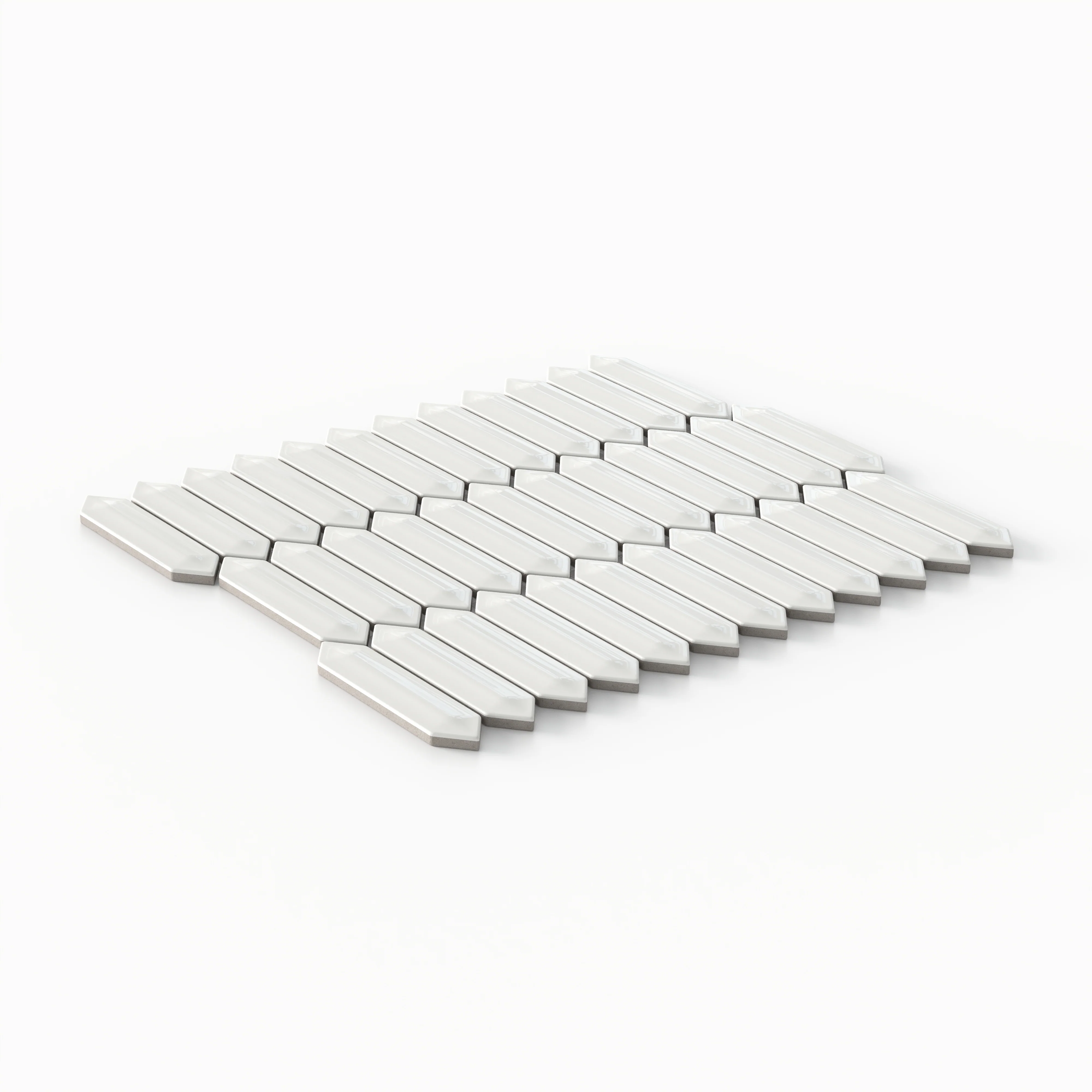Maggie 12x12 Matte Porcelain 1x4 Picket Mosaic Tile in White - Image 2