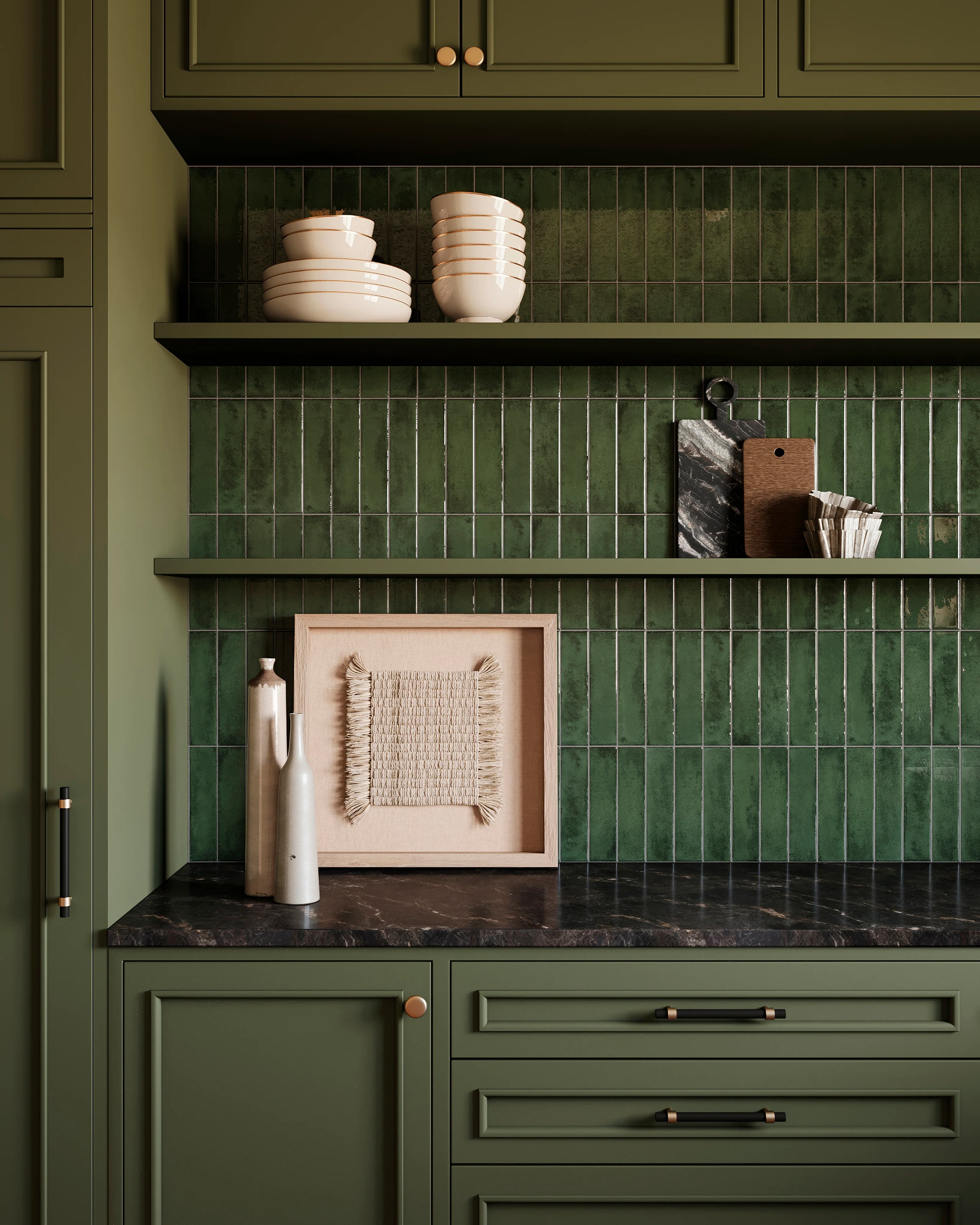 Mara 2x10 Glossy Ceramic Tile in Nettle Green - Image 2