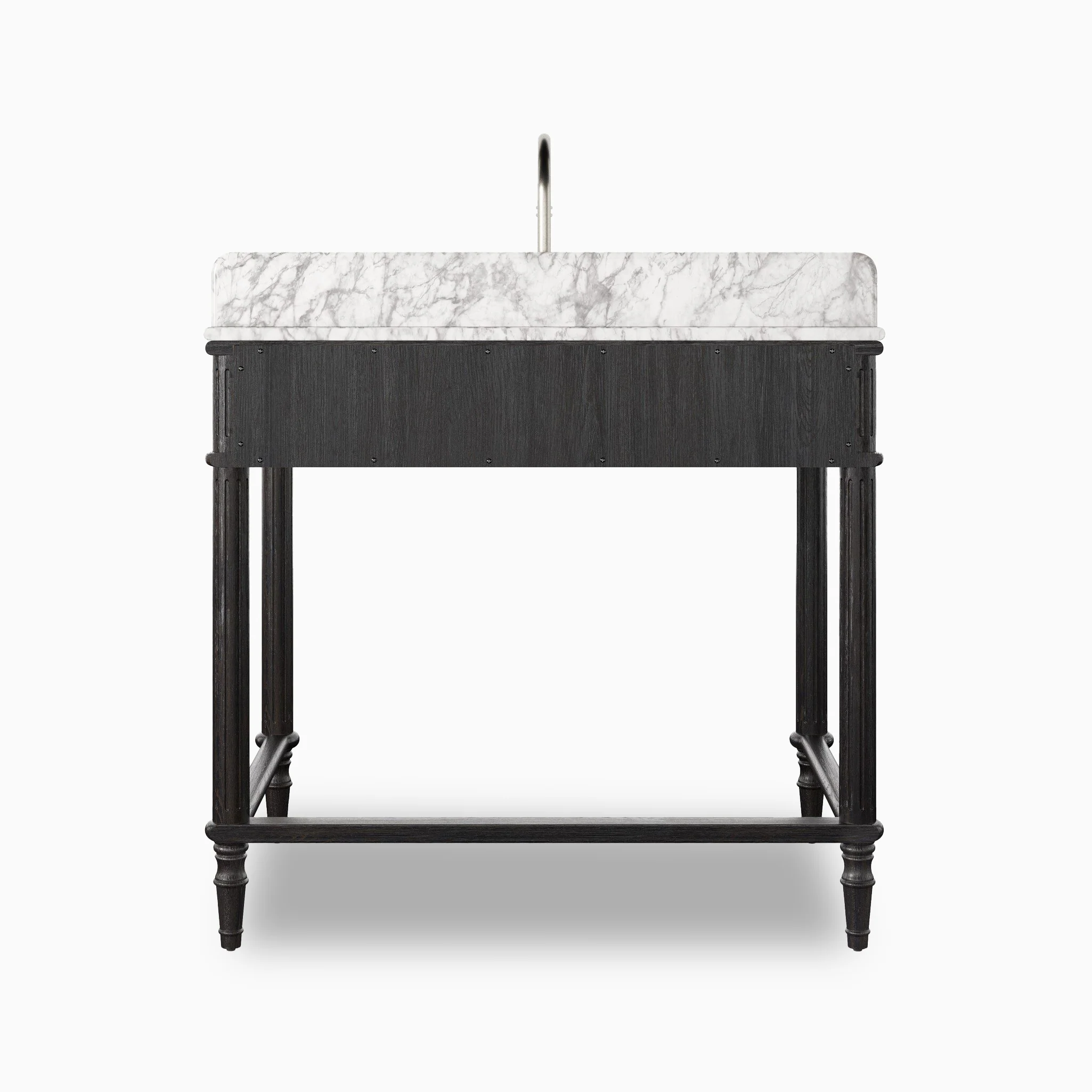 Margot 36" Washstand in Satin Black Veneer with Carrara Marble Top - Image 5