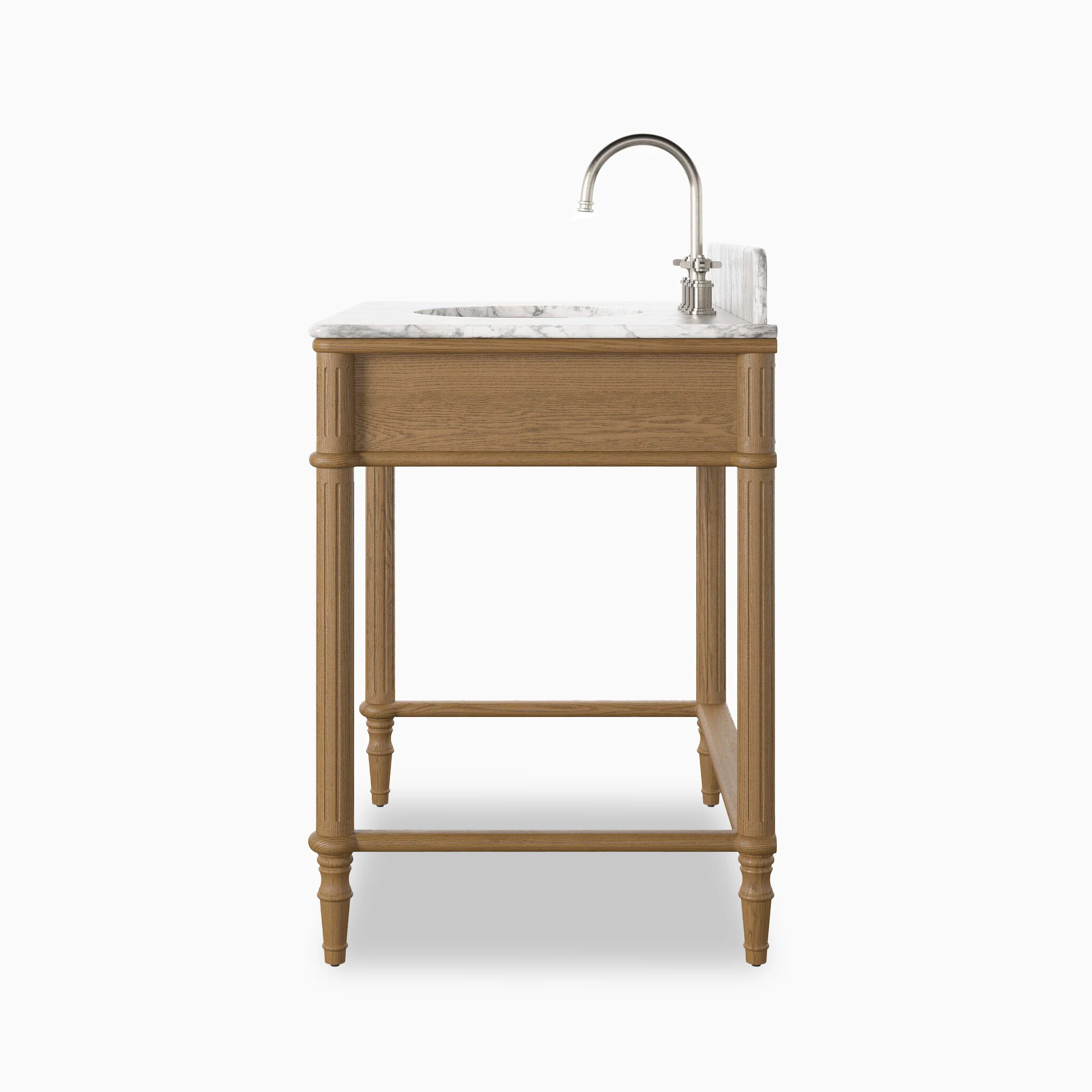 Margot 36" Washstand in Washed Blonde Veneer with Carrara Marble Top - Image 4