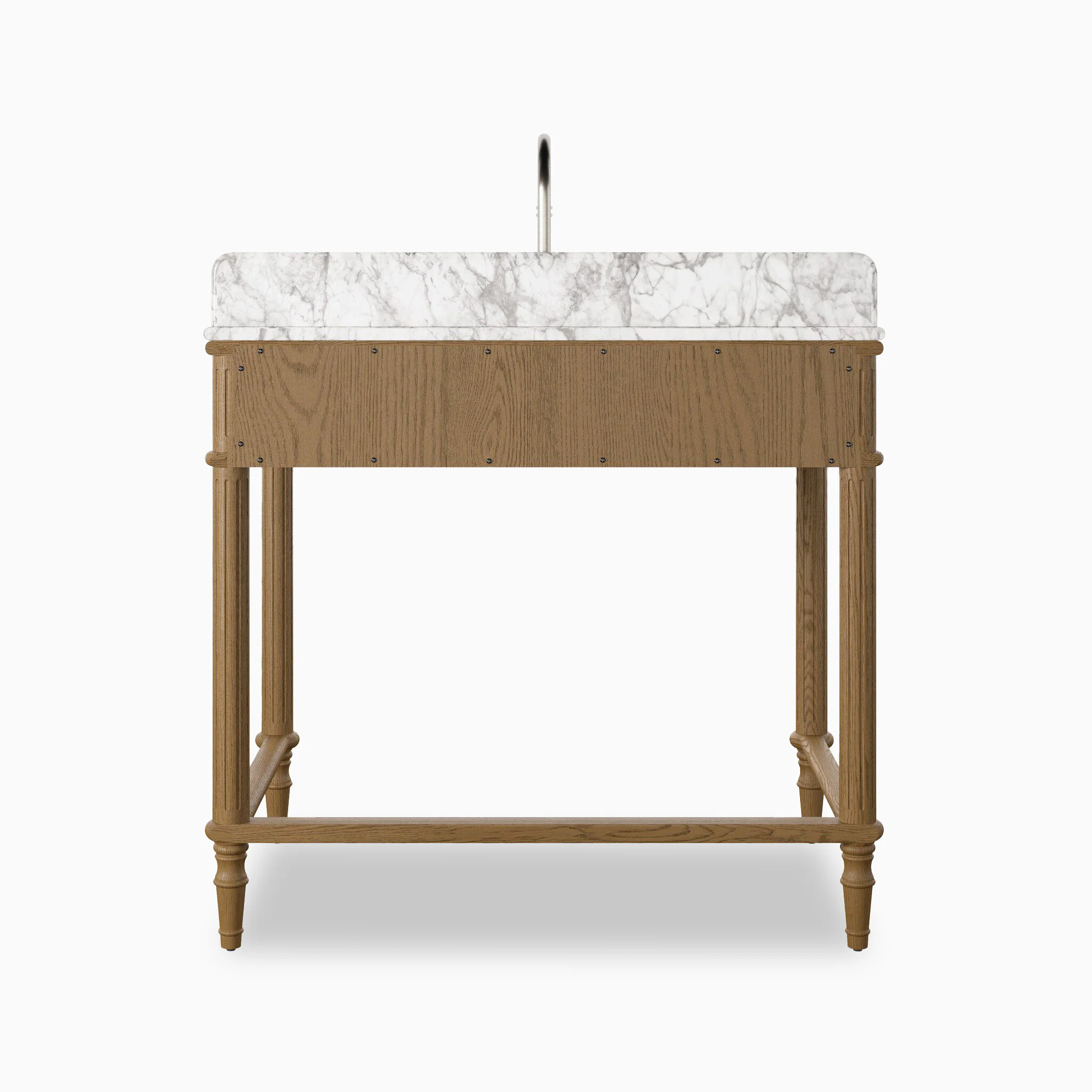 Margot 36" Washstand in Washed Blonde Veneer with Carrara Marble Top - Image 5