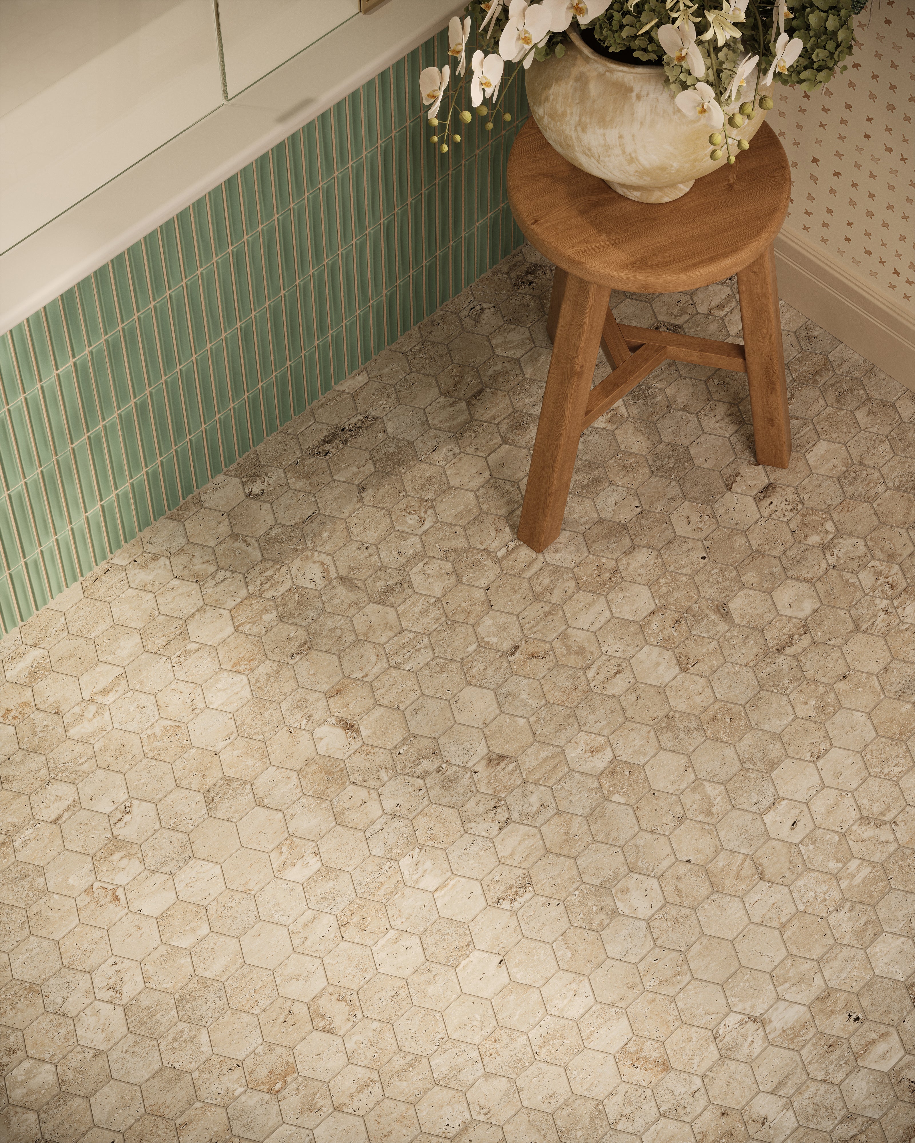 Marlow 3x3 Matte Porcelain Hexagon Mosaic Tile in Silver - Image 2