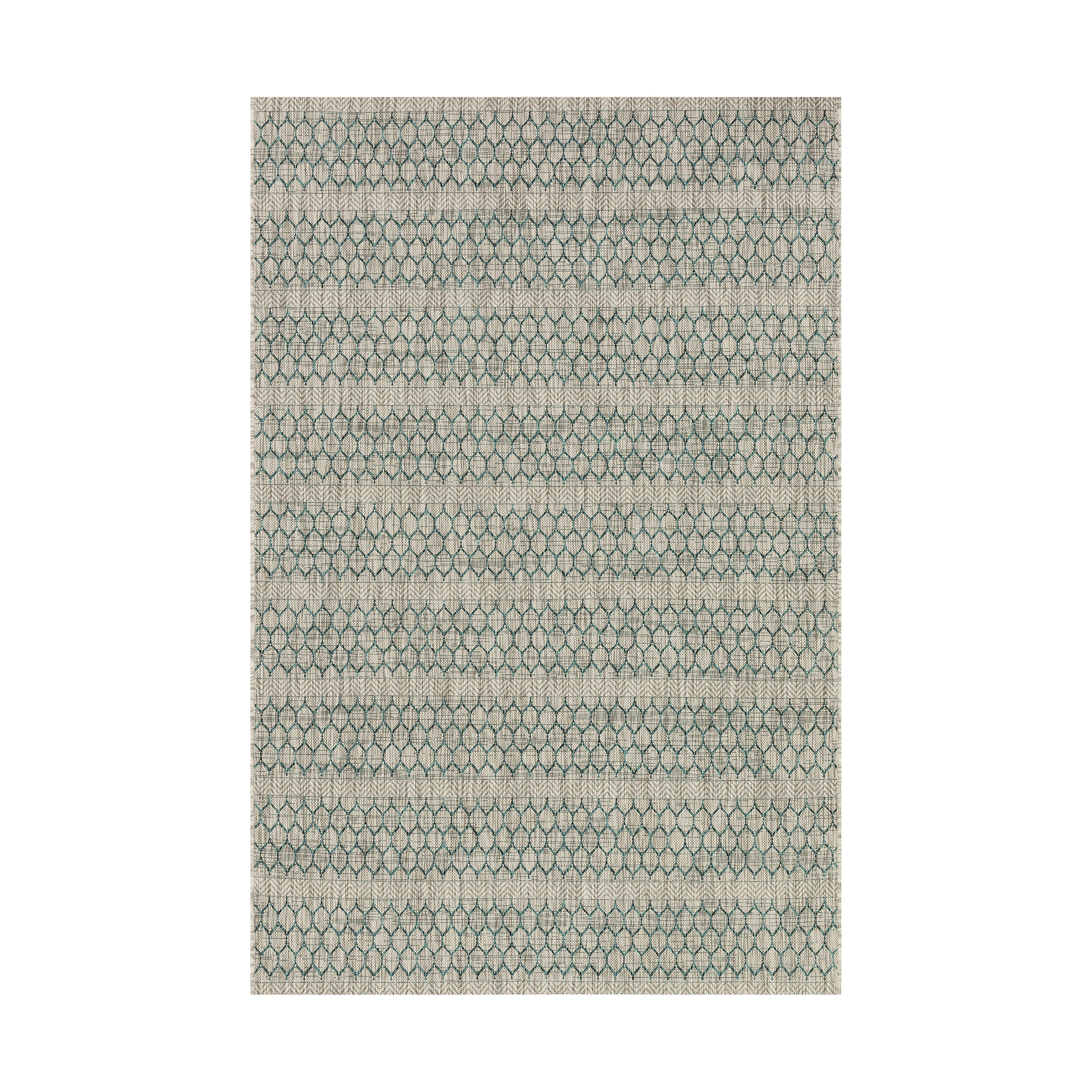 Marroway Indoor/Outdoor Rug in Grey / Teal, 7'10" x 10'9"