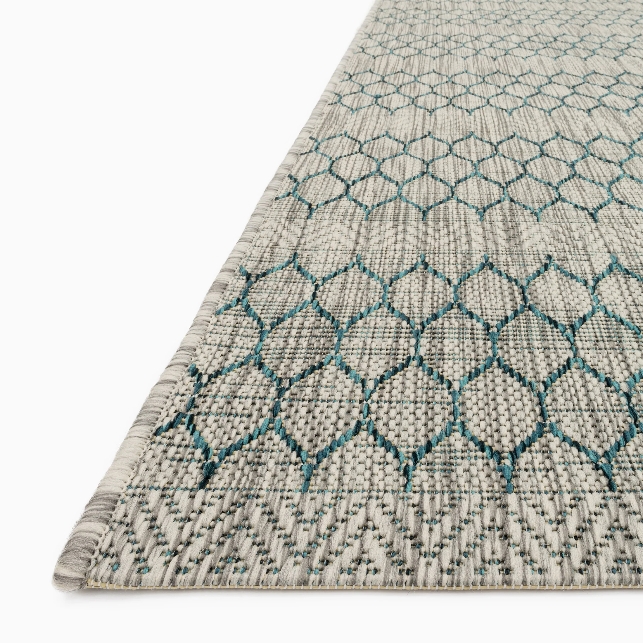 Marroway Indoor/Outdoor Rug in Grey / Teal, 7'10" x 10'9" - Image 2