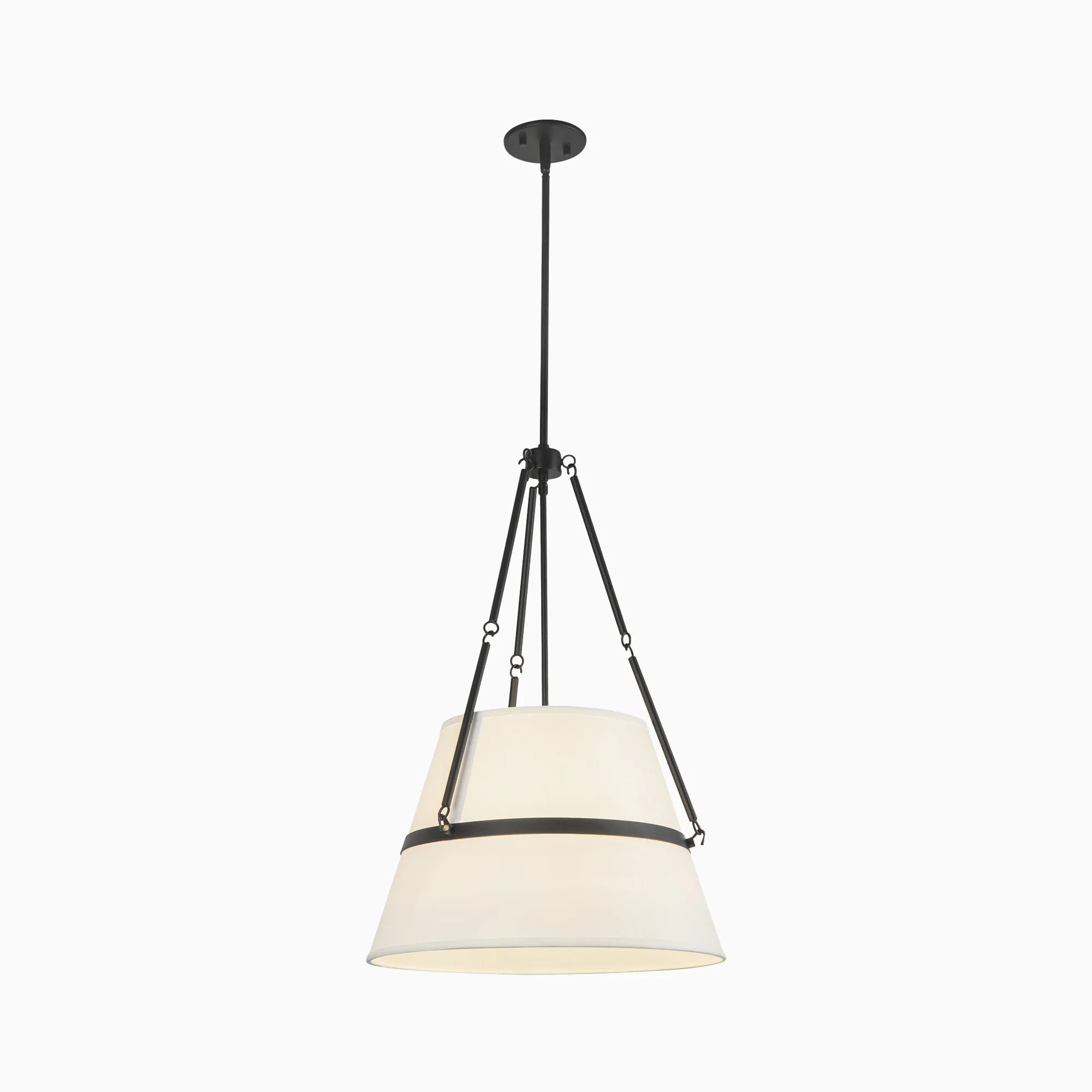Matthew 18" 1 Light Pendant in Matte Black/White Linen - Image 2