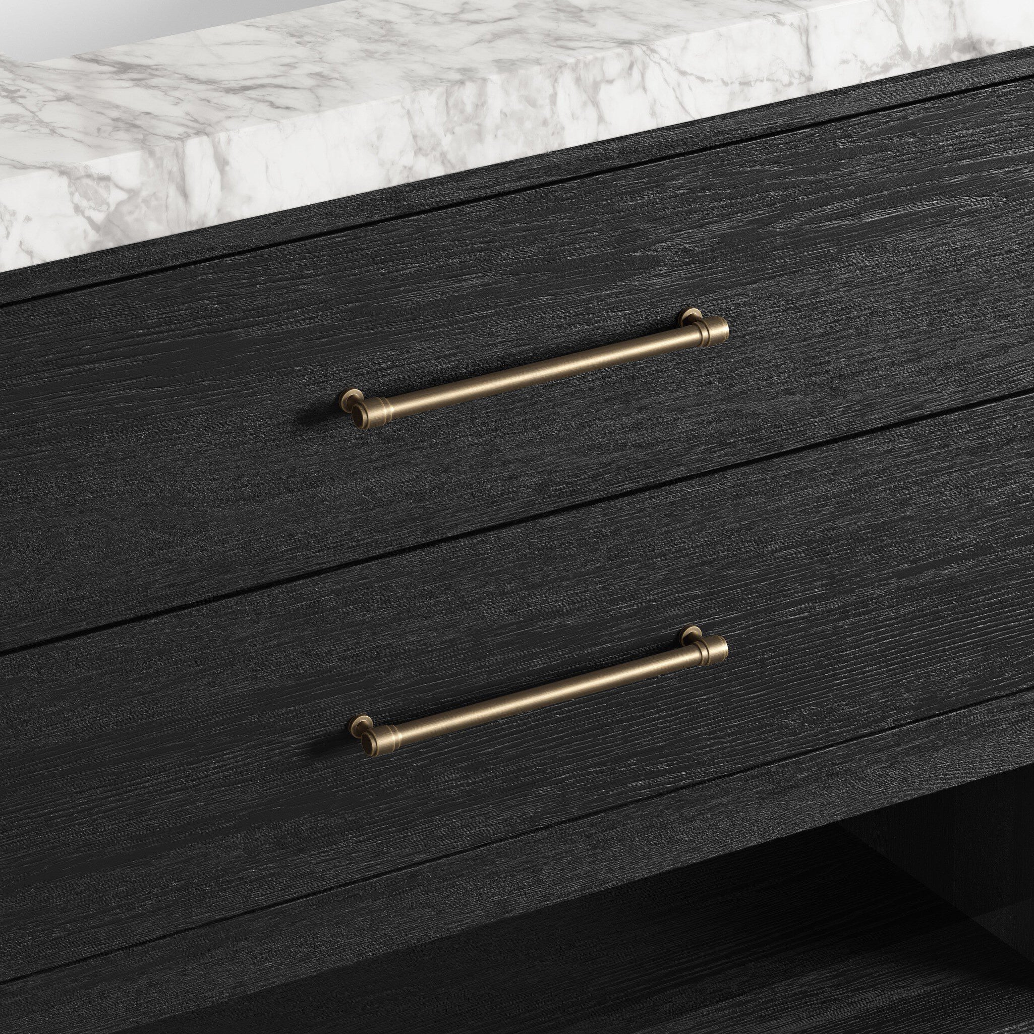 Maxine 36" Single Vanity in Black Wash Oak Veneer with Carrara Marble Top - Image 8