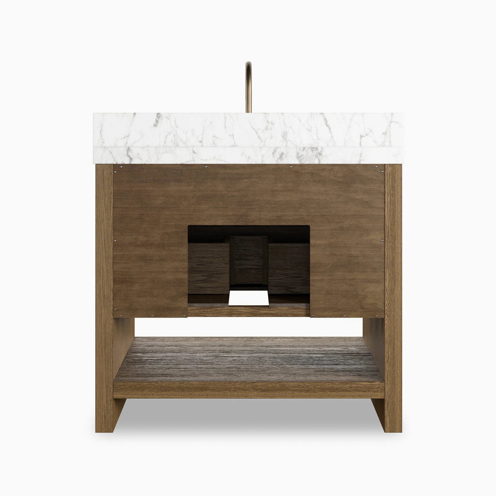 Maxine 36" Single Vanity in Washed Natural Veneer with Carrara Marble Top - Image 6