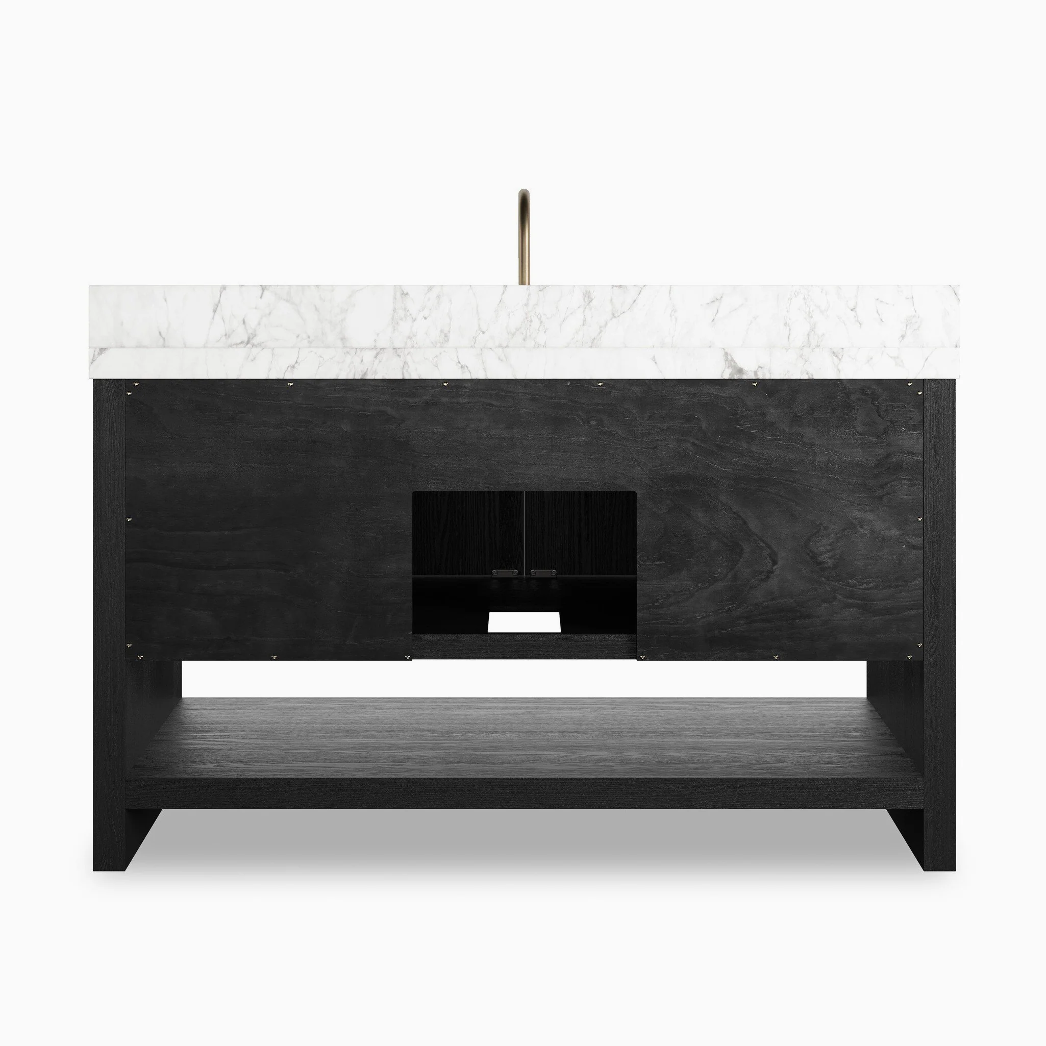 Maxine 55" Single Vanity in Black Wash Oak Veneer with Carrara Marble Top - Image 6