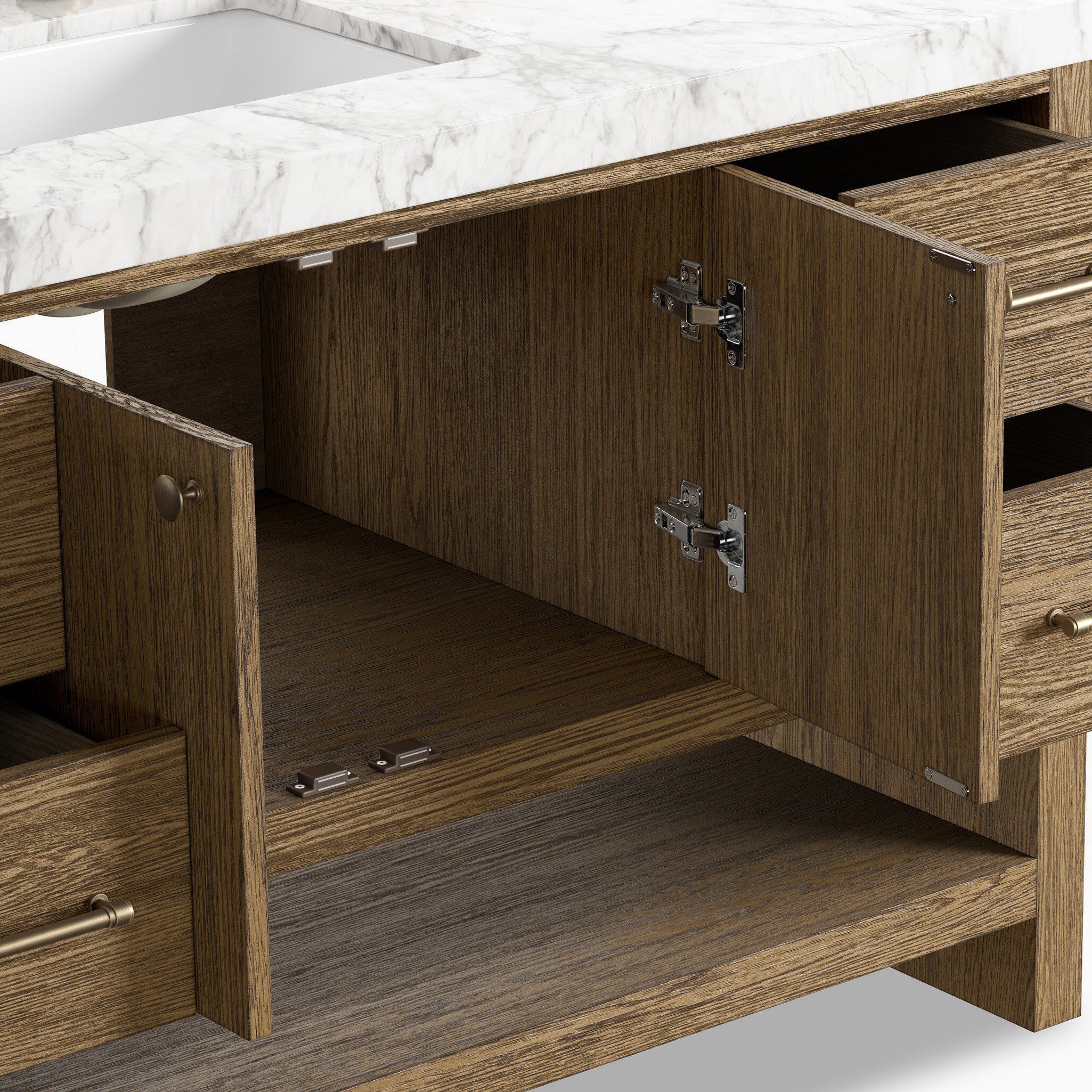 Maxine 55" Single Vanity in Washed Natural Veneer with Carrara Marble Top - Image 12