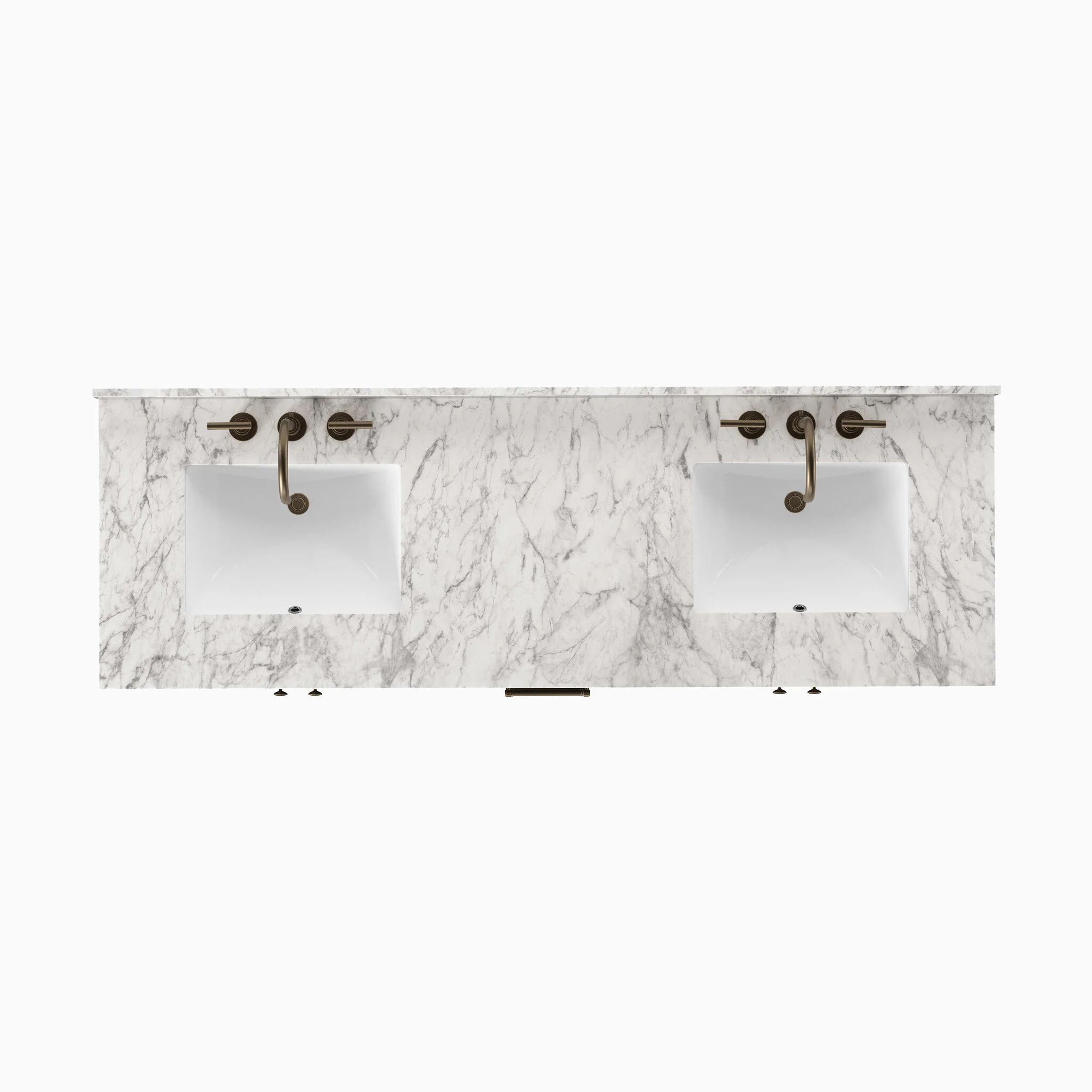 Maxine 72" Double Vanity in Black Wash Oak Veneer with Carrara Marble Top - Image 5