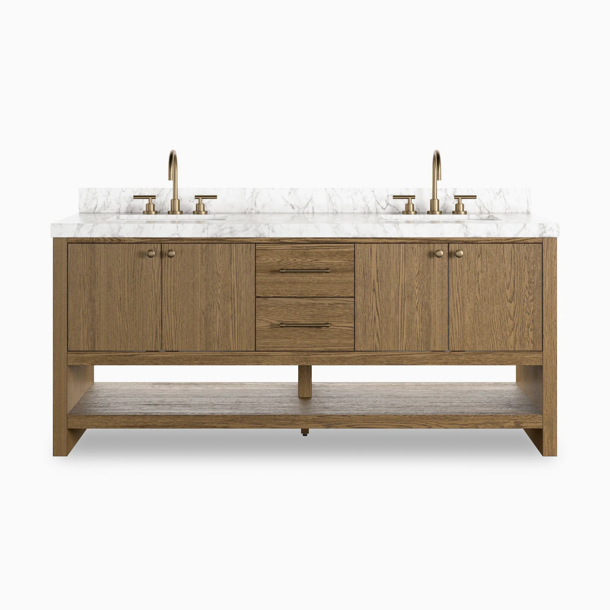 Maxine 72" Double Vanity in Washed Natural Veneer with Carrara Marble Top
