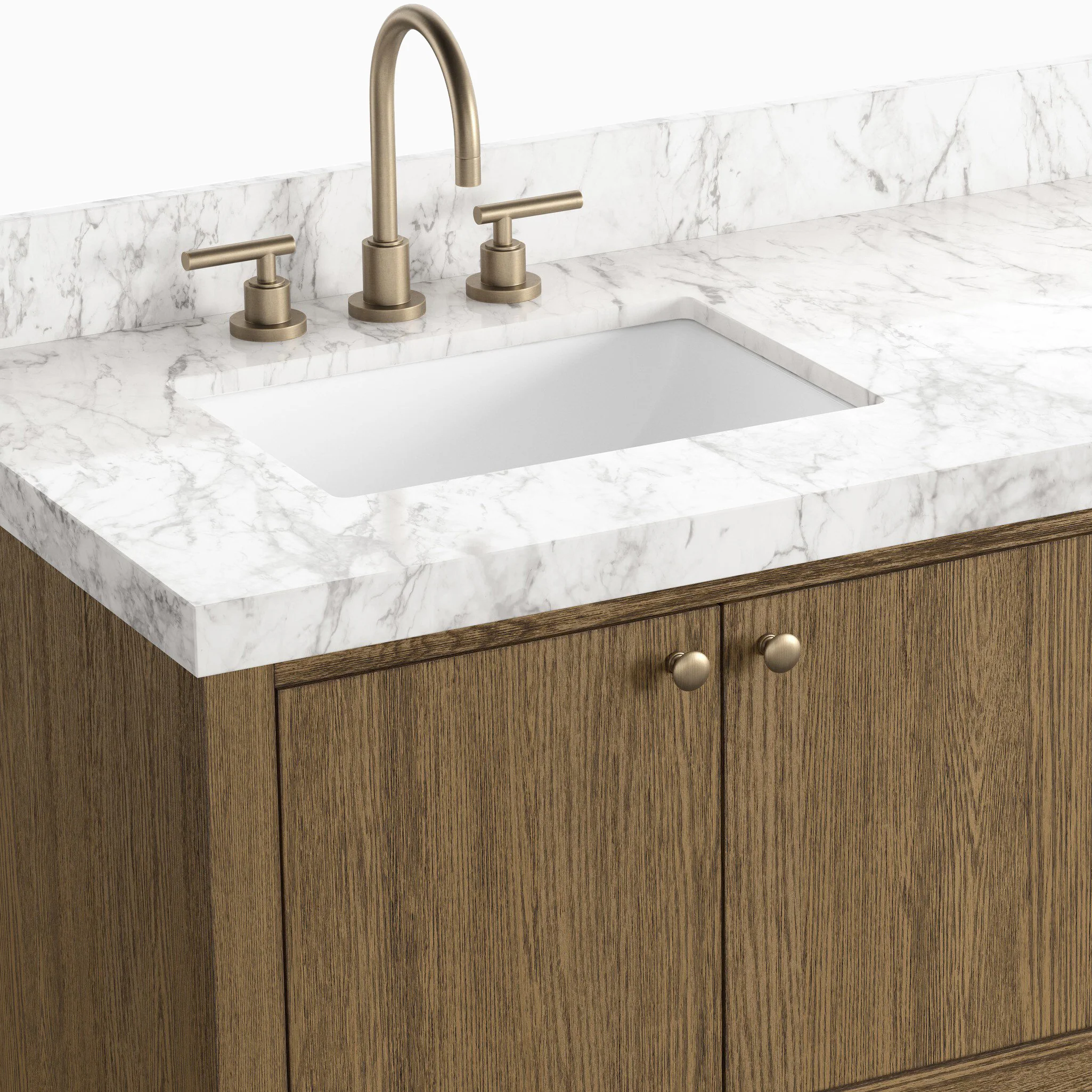 Maxine 72" Double Vanity in Washed Natural Veneer with Carrara Marble Top - Image 10