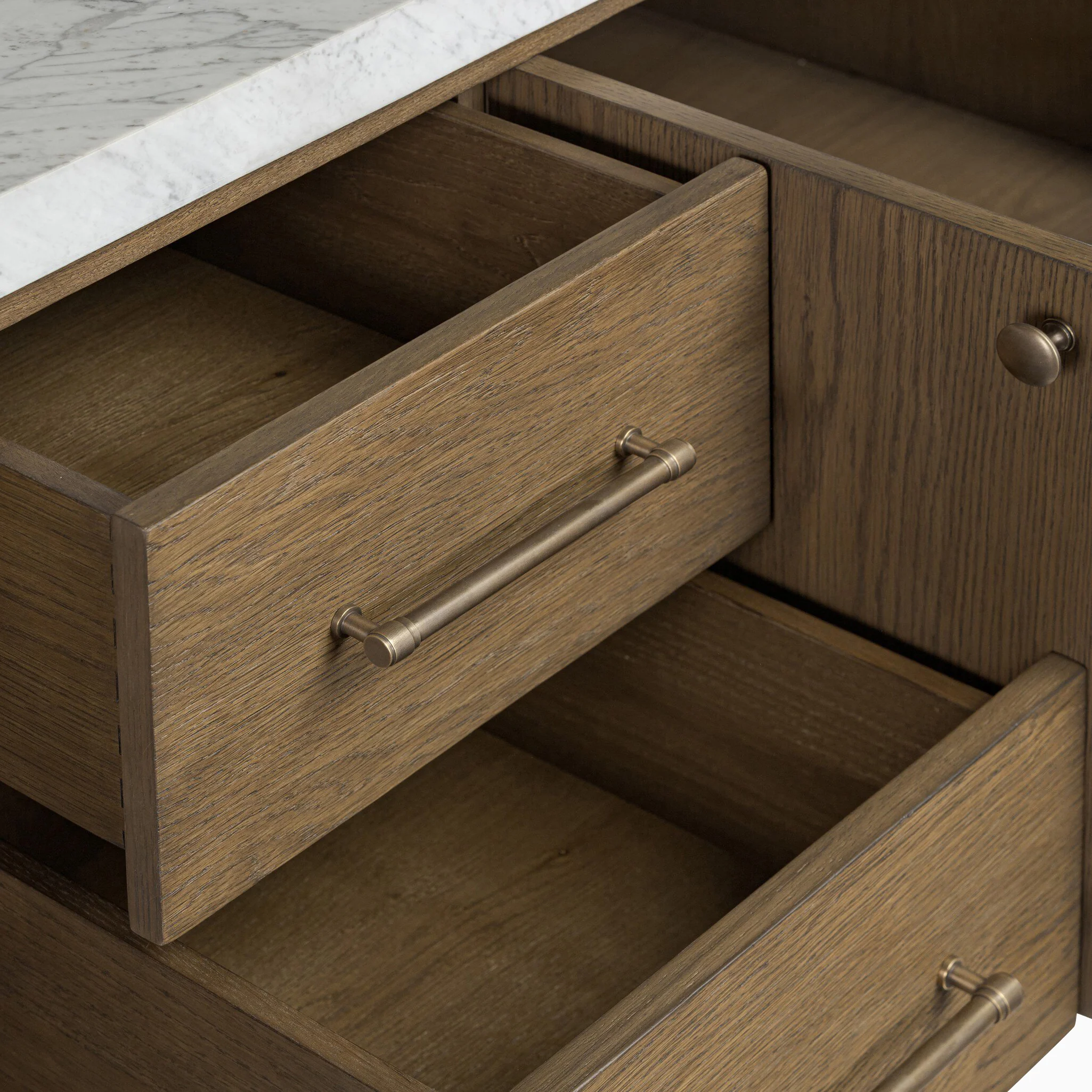 Maxine 72" Double Vanity in Washed Natural Veneer with Carrara Marble Top - Image 14