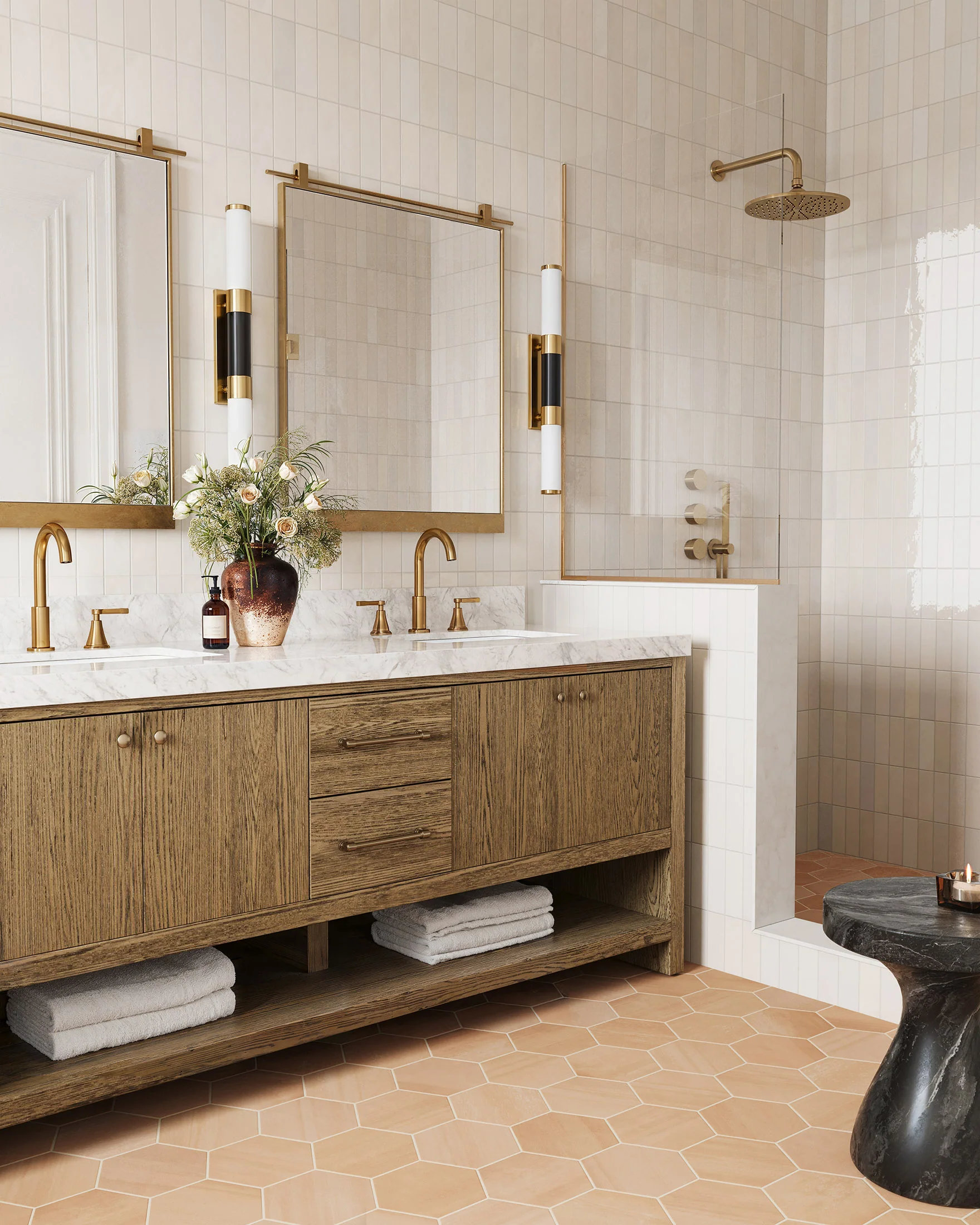 Maxine 72" Double Vanity in Washed Natural Veneer with Carrara Marble Top - Image 16