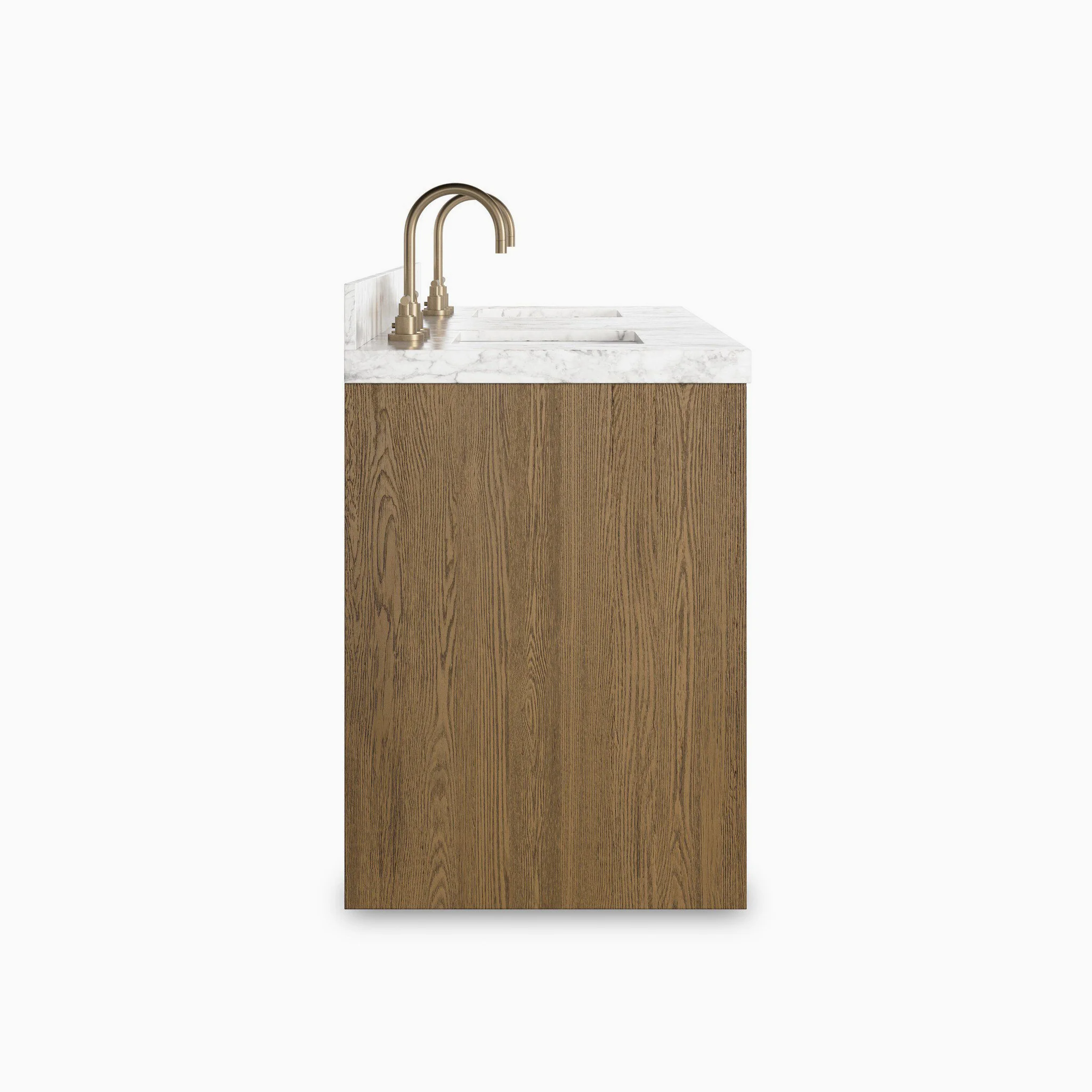 Maxine 72" Double Vanity in Washed Natural Veneer with Carrara Marble Top - Image 4